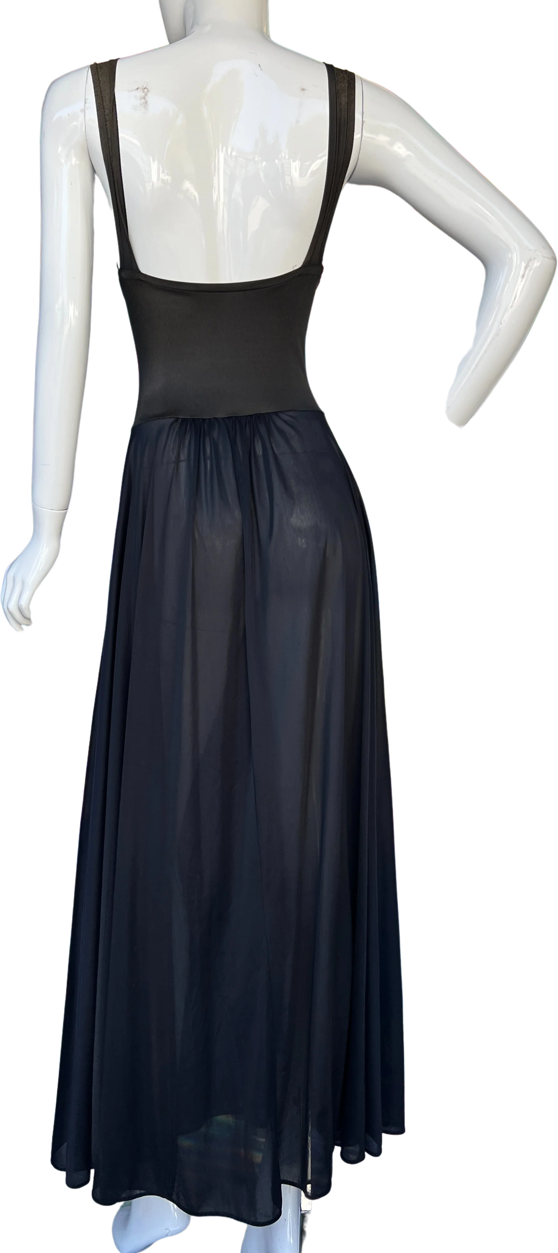 80s Black Maxi Twist Center Slip Dress  by Olga - Image 2
