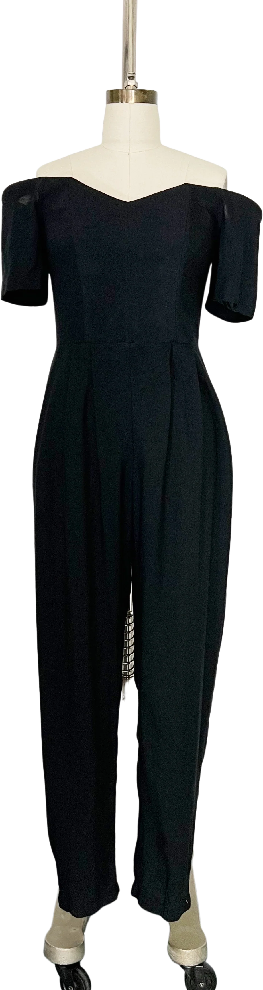 80s Black Minimalist Off The Shoulder Jumpsuit By Et Al