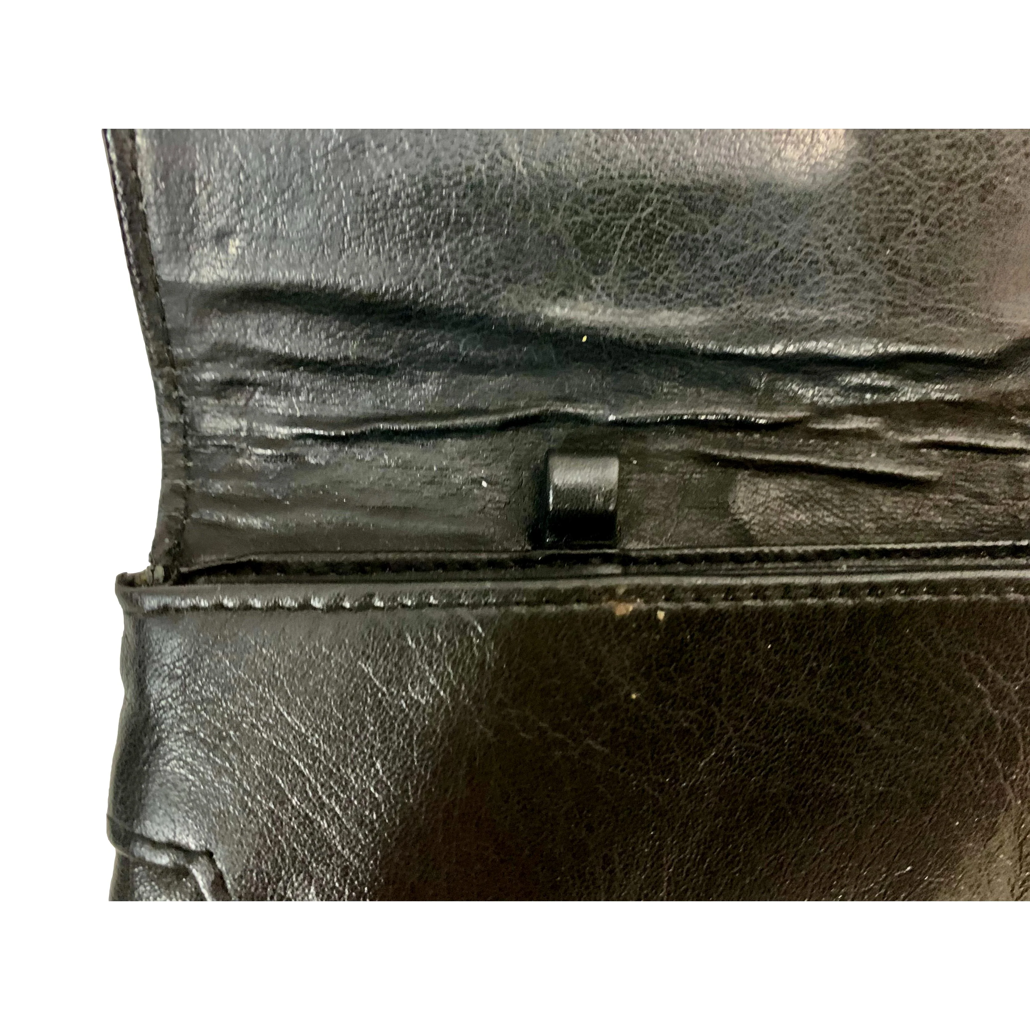 80s Black Patent And Matte Leather Oversized Clutch By Lisette - Image 10