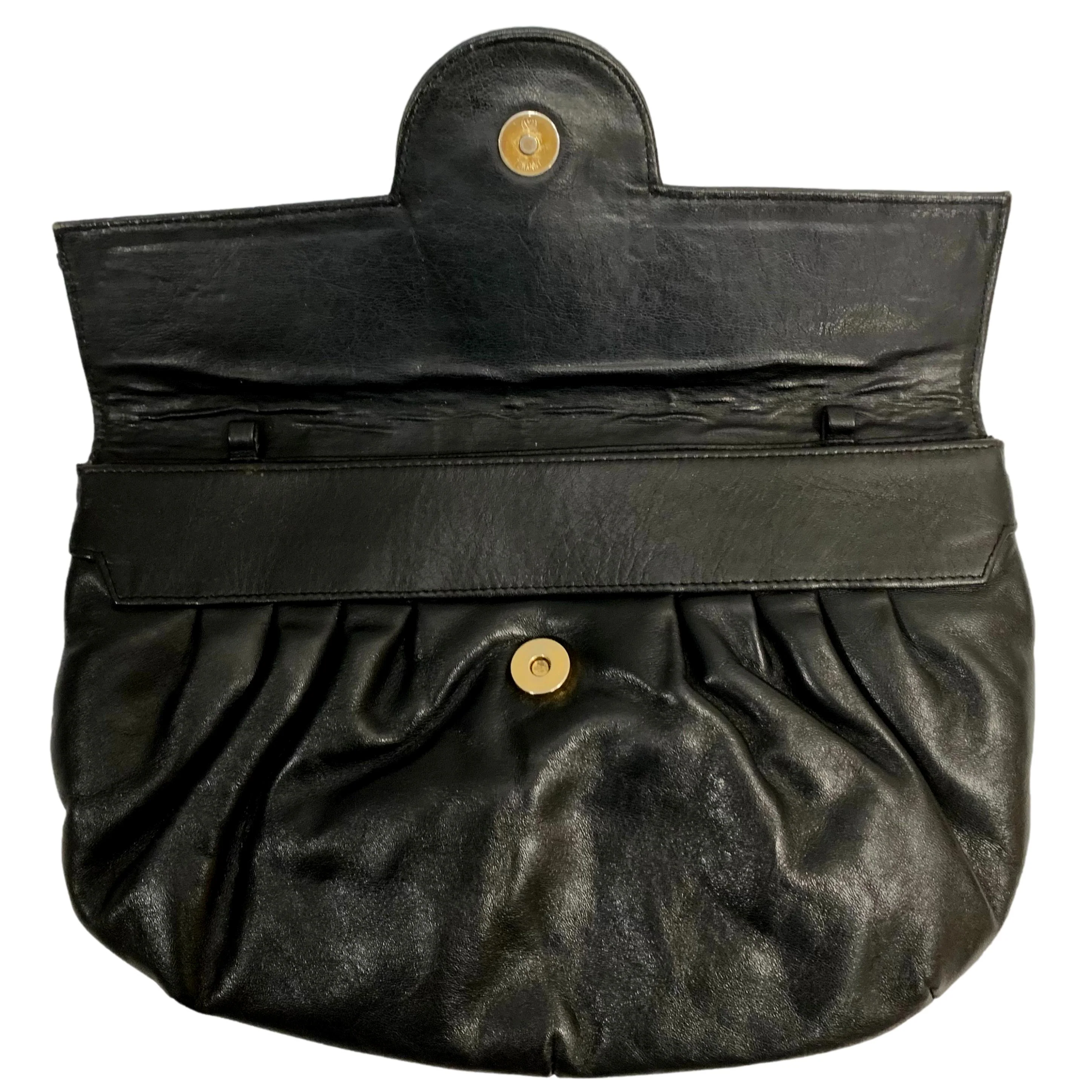 80s Black Patent And Matte Leather Oversized Clutch By Lisette - Image 3