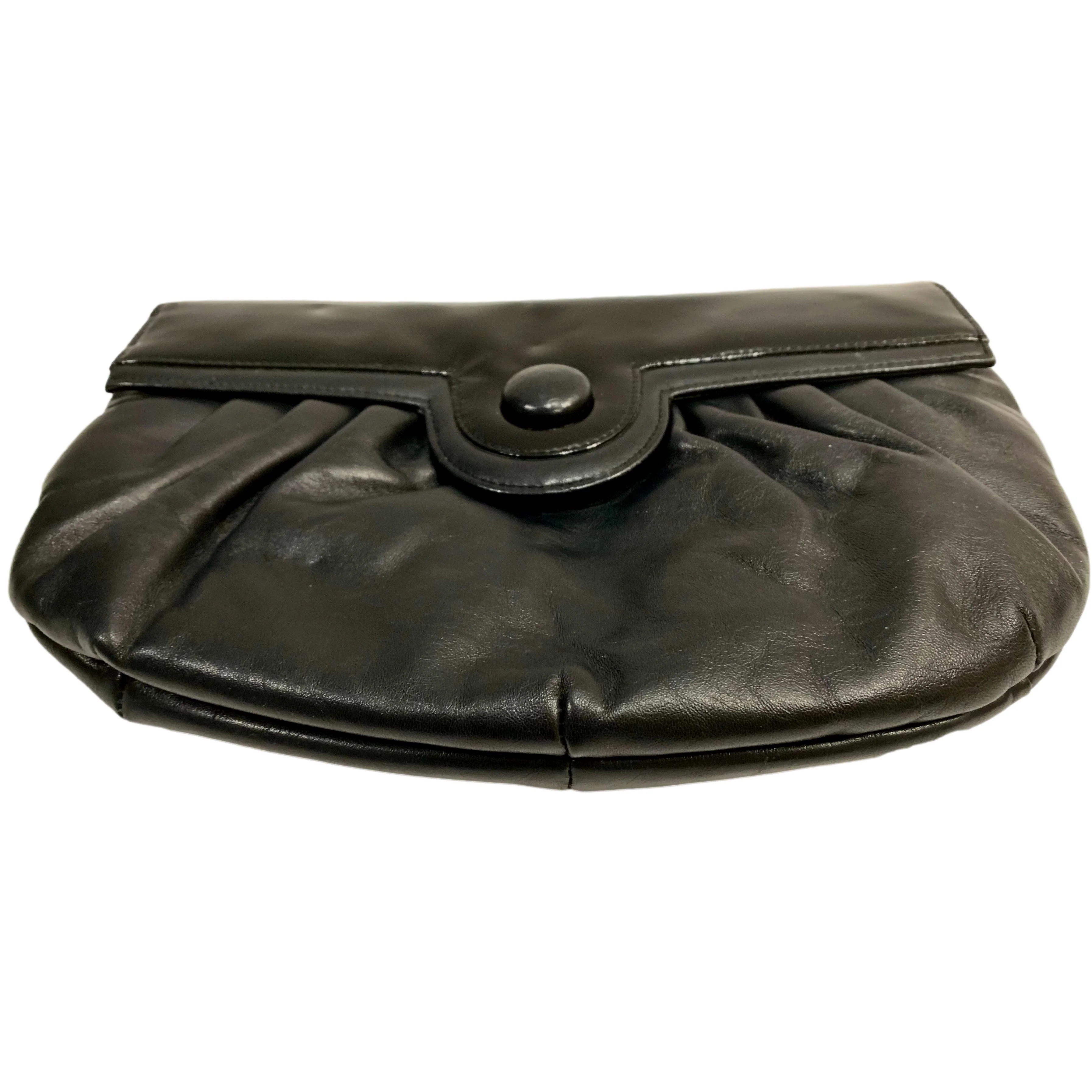 80s Black Patent And Matte Leather Oversized Clutch By Lisette - Image 5