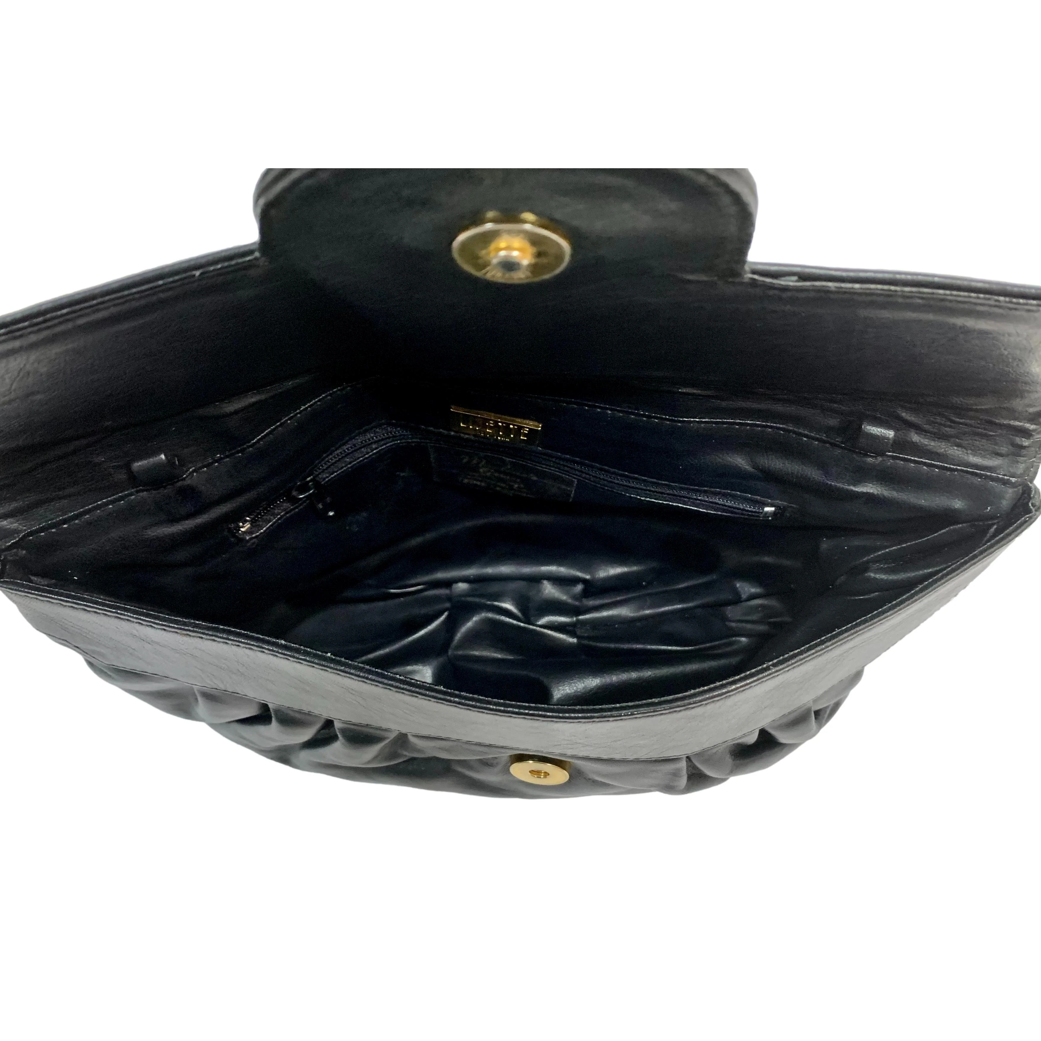 80s Black Patent And Matte Leather Oversized Clutch By Lisette - Image 7
