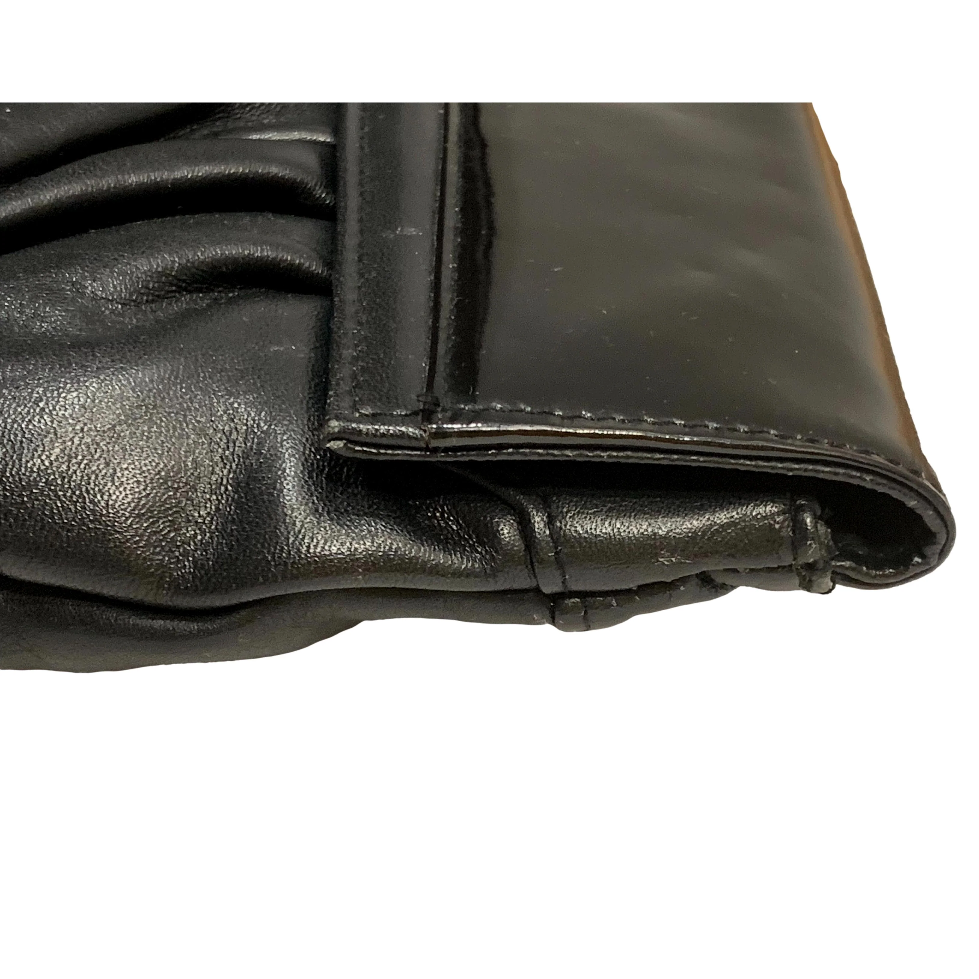80s Black Patent And Matte Leather Oversized Clutch By Lisette - Image 9