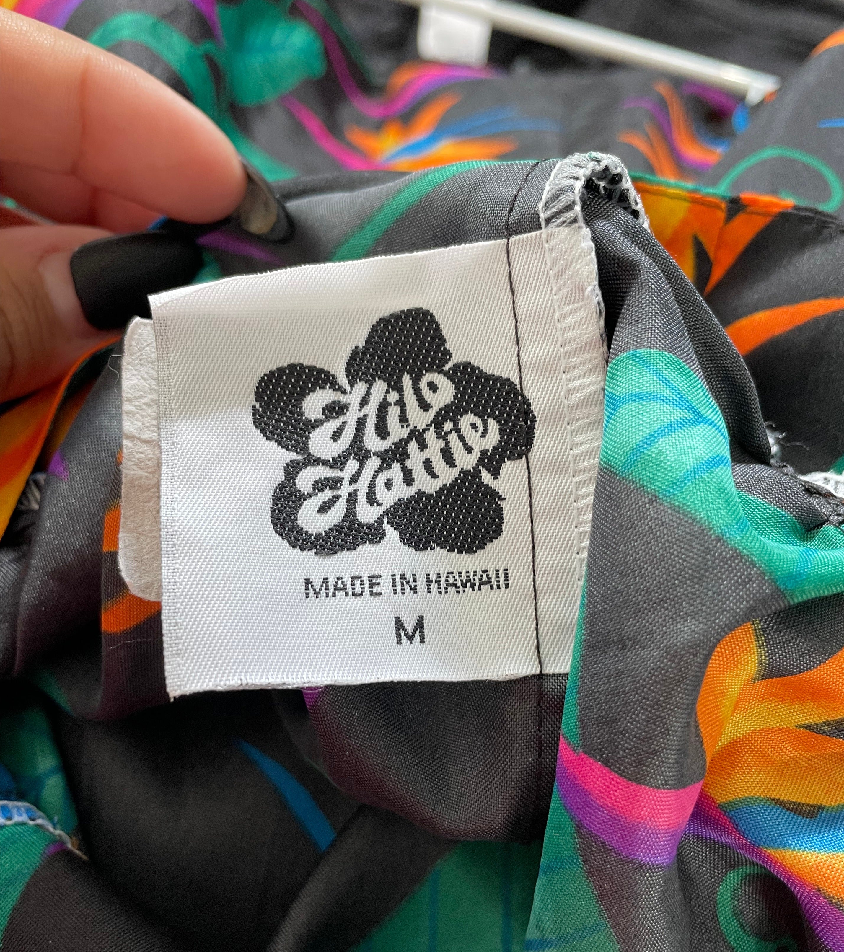 80s Black Polyester Birds Of Paradise Dress By Hilo Hattie - Image 6