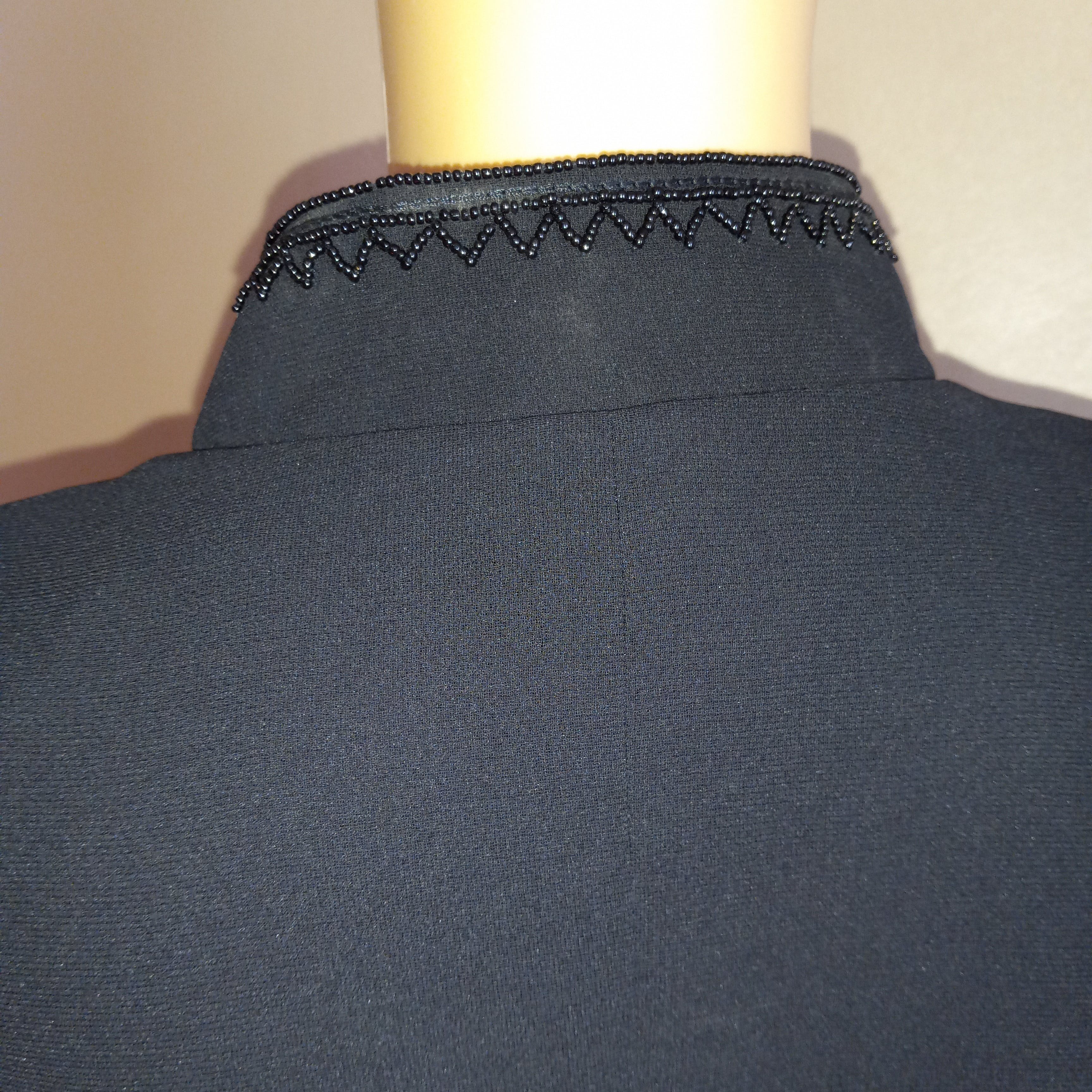 80's Black Polyester Pants Suit with Beaded Accents by Donna Morgan - Image 8