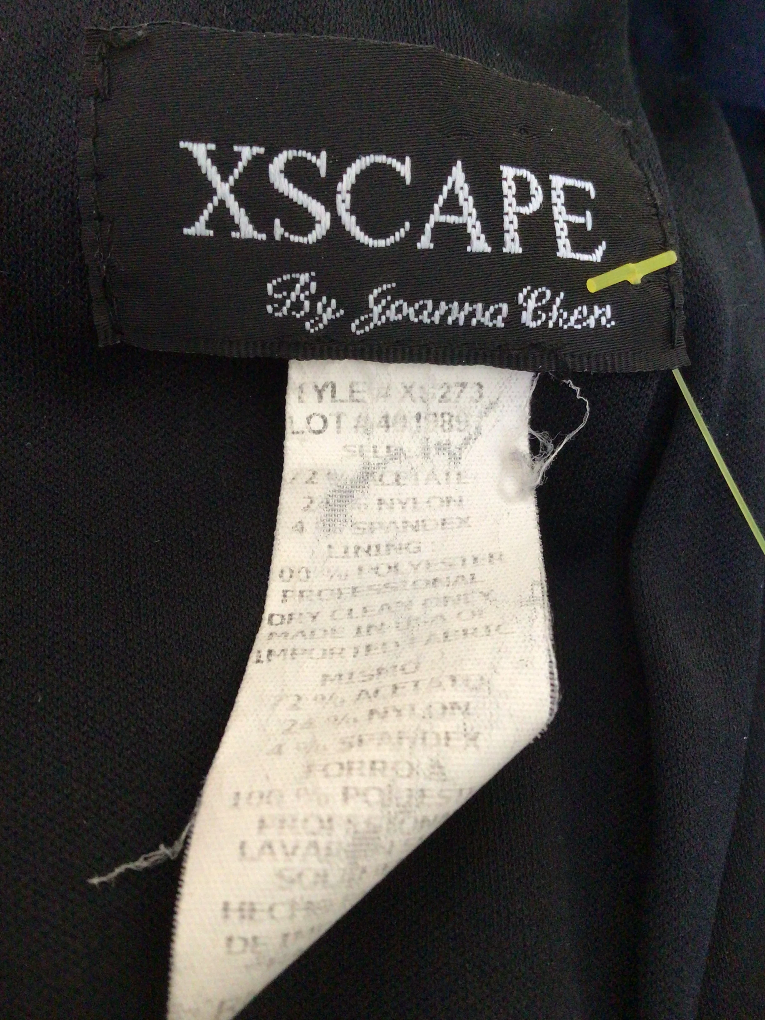 80s Black Rushed One Shoulder Mini Cocktail Dress By Xscape by Joanna Chen - Image 3