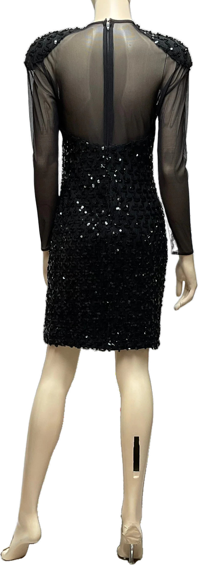 80s Black Sequin Cocktail Dress By Betsey & Adam - Image 2
