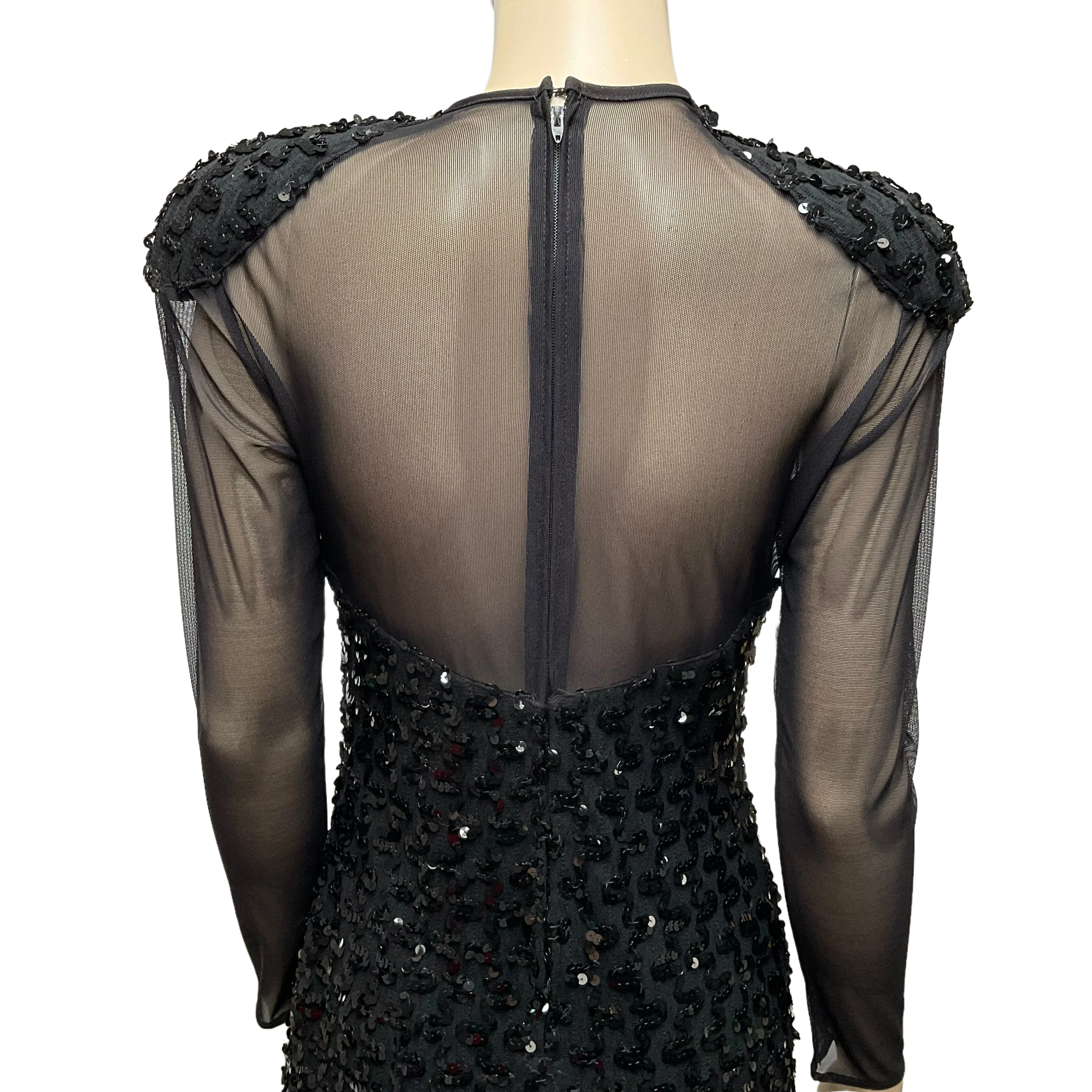 80s Black Sequin Cocktail Dress By Betsey & Adam - Image 4