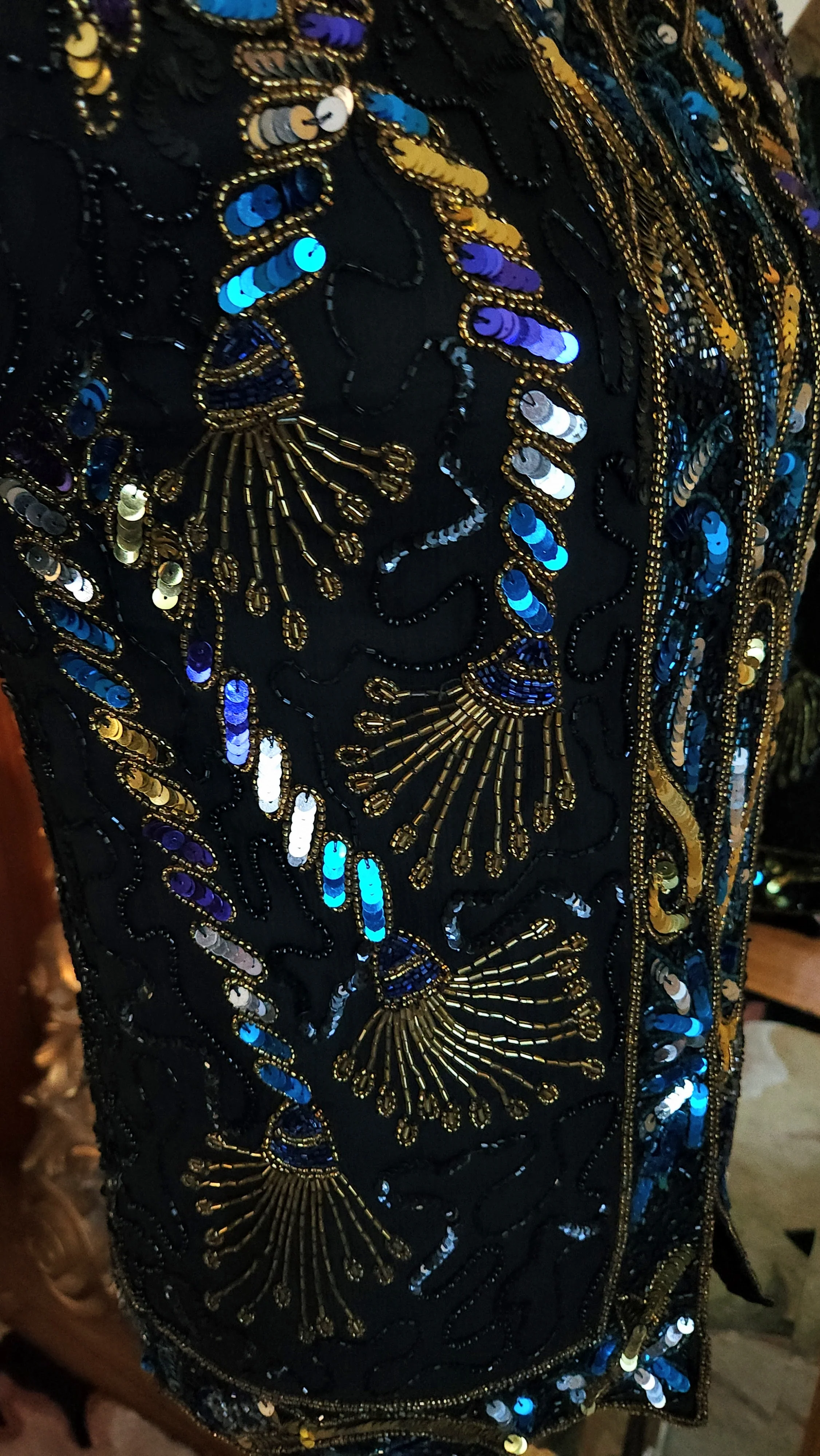80s Black Silk Sequin And Beaded Tassle Jacket By Laurence Kazar - Image 5