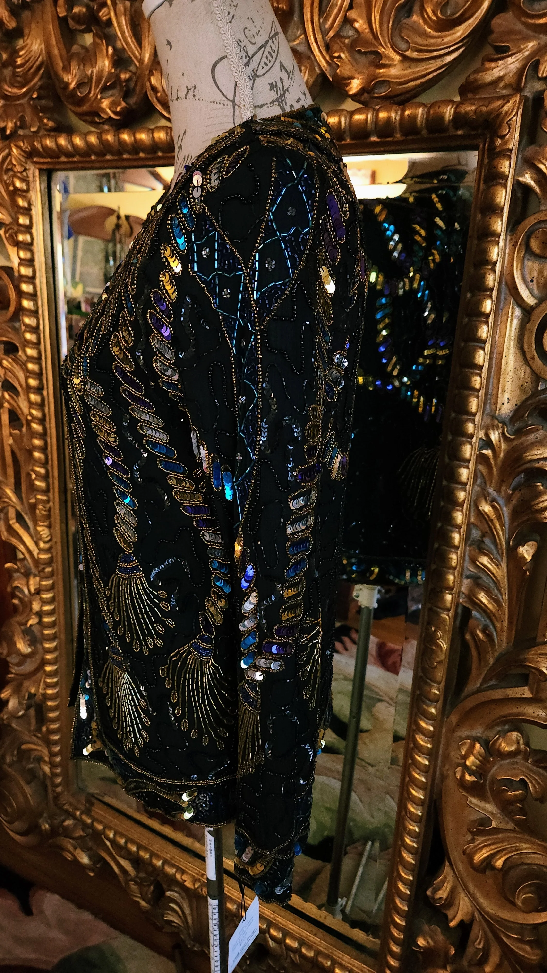 80s Black Silk Sequin And Beaded Tassle Jacket By Laurence Kazar - Image 6