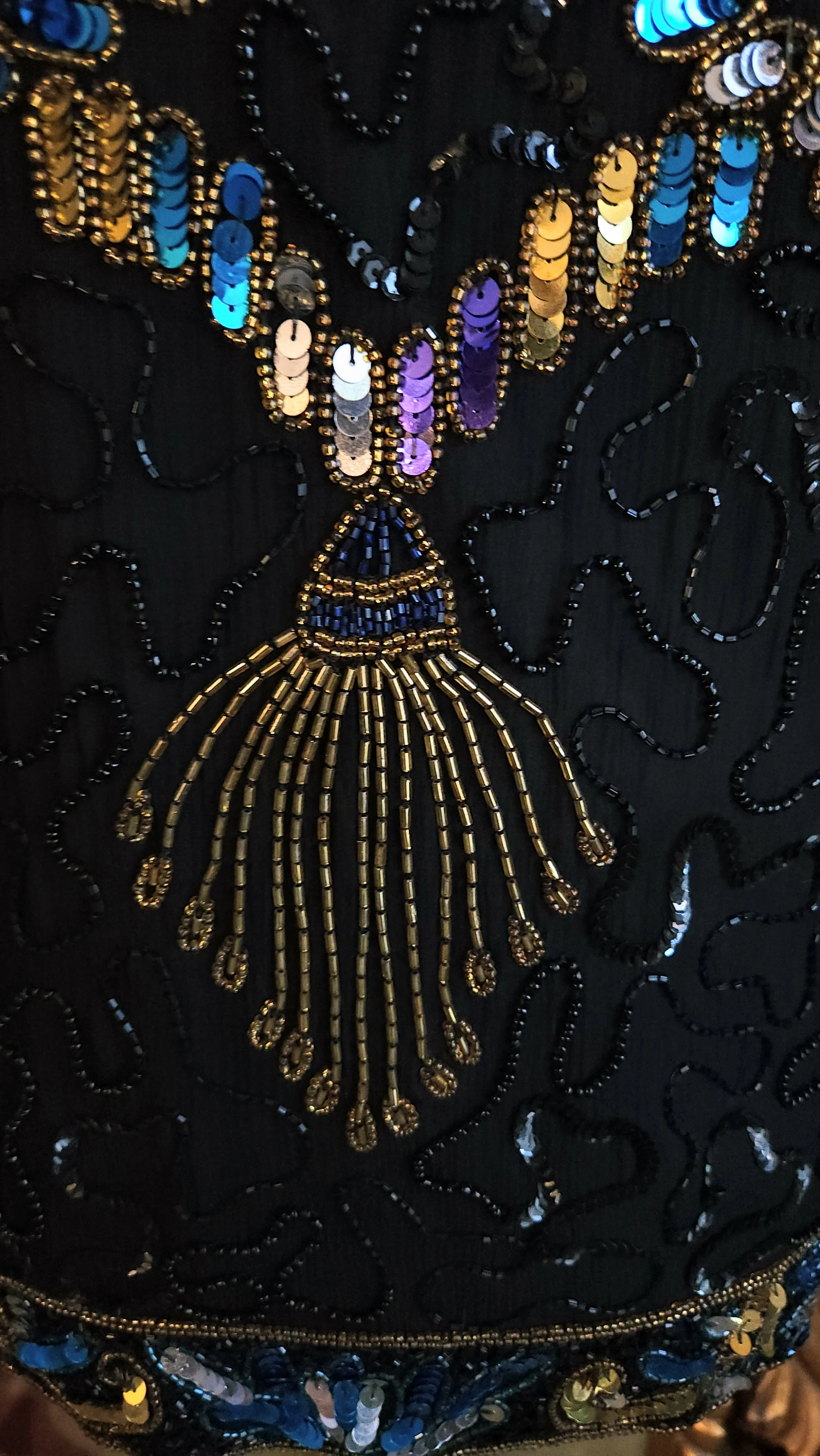 80s Black Silk Sequin And Beaded Tassle Jacket By Laurence Kazar - Image 8