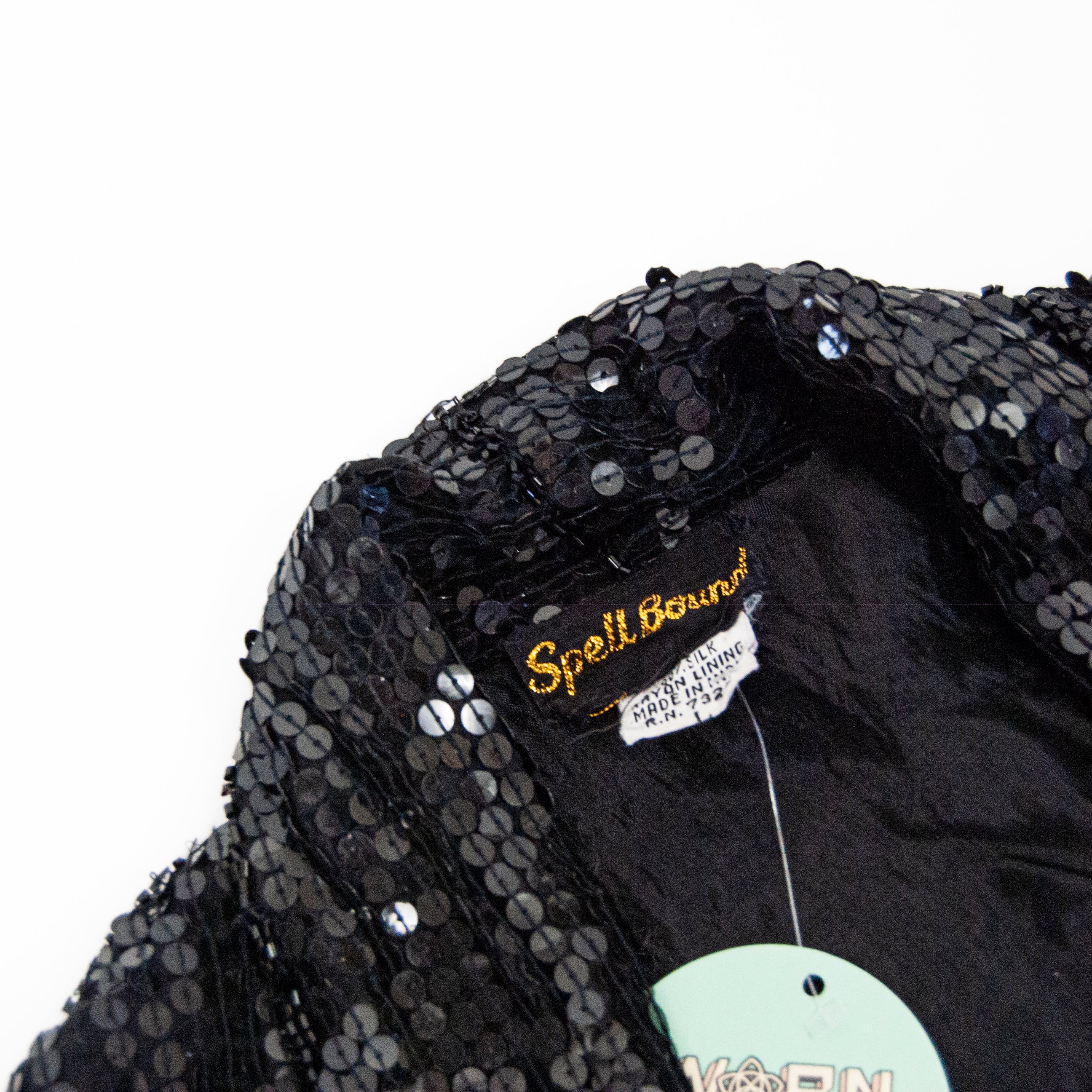 80s Black Silk Sequin Cardigan Jacket By Spellbound - Image 4