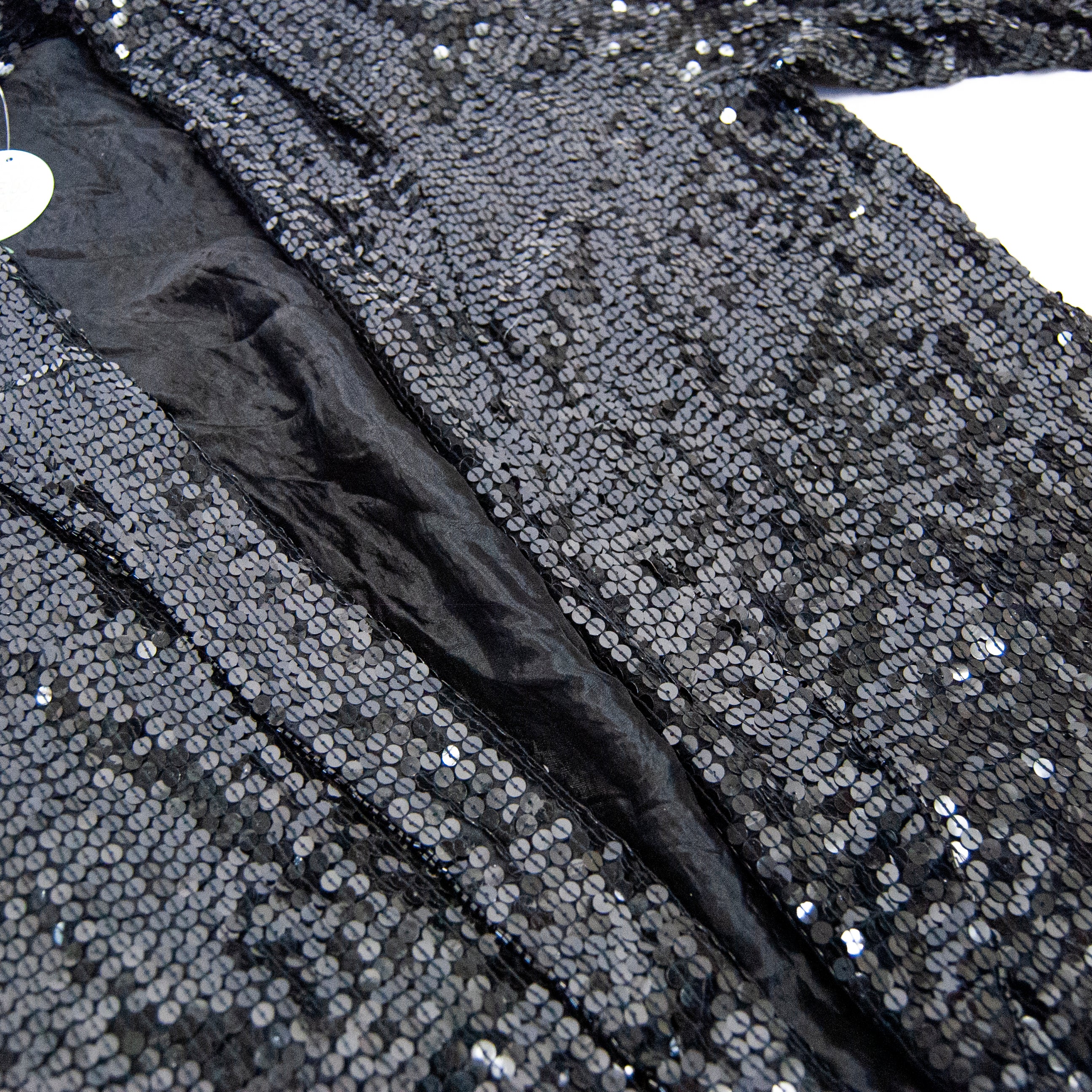 80s Black Silk Sequin Cardigan Jacket By Spellbound - Image 5