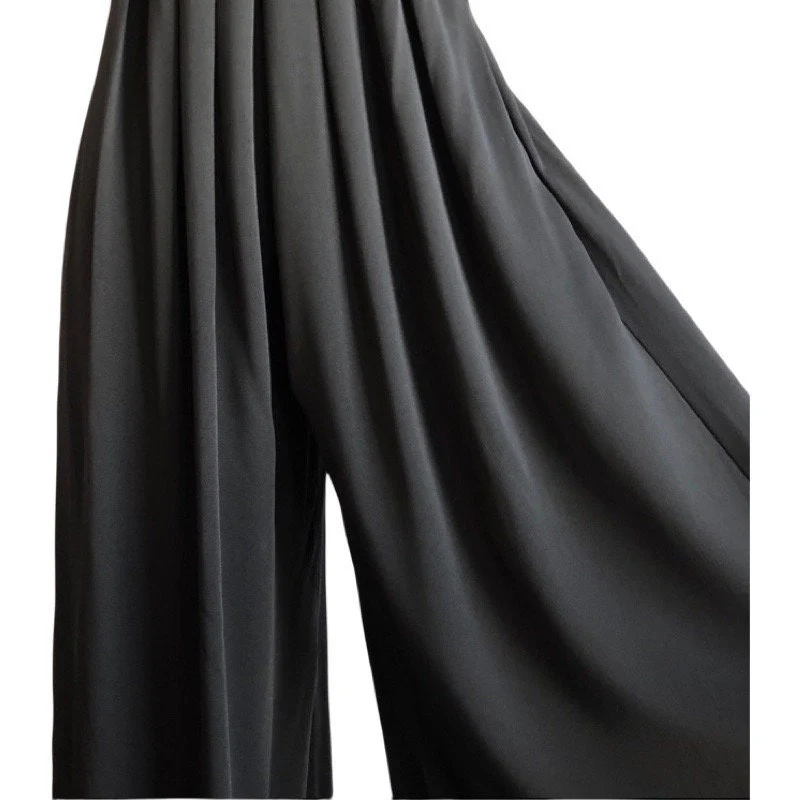 80s Black Strapless Lilli Ann Jumpsuit Ruched Glam Wide Leg Evening Party Jumpsuit Disco Dress Palazzo Vintage Pantsuit by L Rothschild For Lilli Ann I. Magnin - Image 3