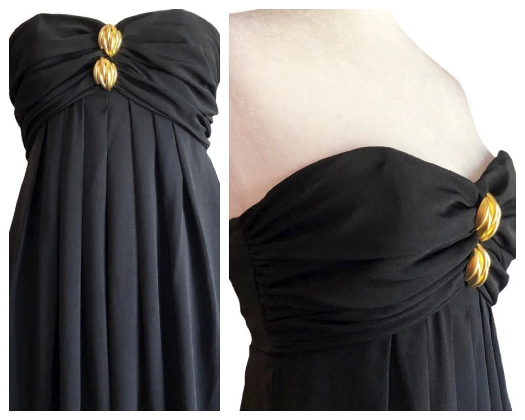 80s Black Strapless Lilli Ann Jumpsuit Ruched Glam Wide Leg Evening Party Jumpsuit Disco Dress Palazzo Vintage Pantsuit by L Rothschild For Lilli Ann I. Magnin - Image 8