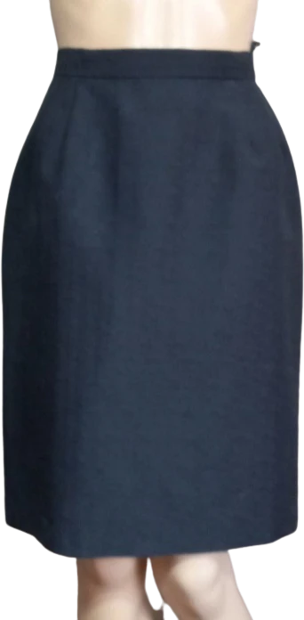 80s Black Textured Polyester Rayon Back Slit Back Zip