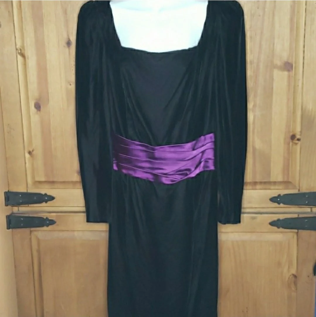 80's Black Velour Purple Sash Gunne Sax Dress by Jessica Mcclintock - Image 10