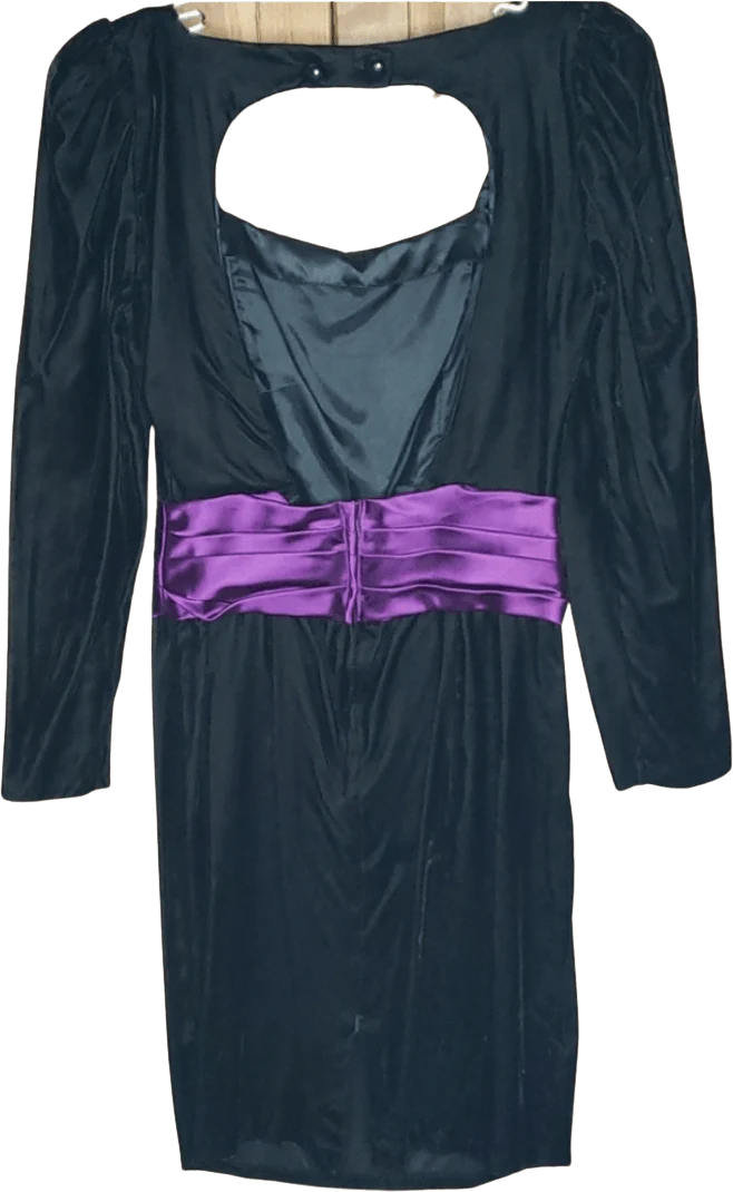 80's Black Velour Purple Sash Gunne Sax Dress by Jessica Mcclintock - Image 2