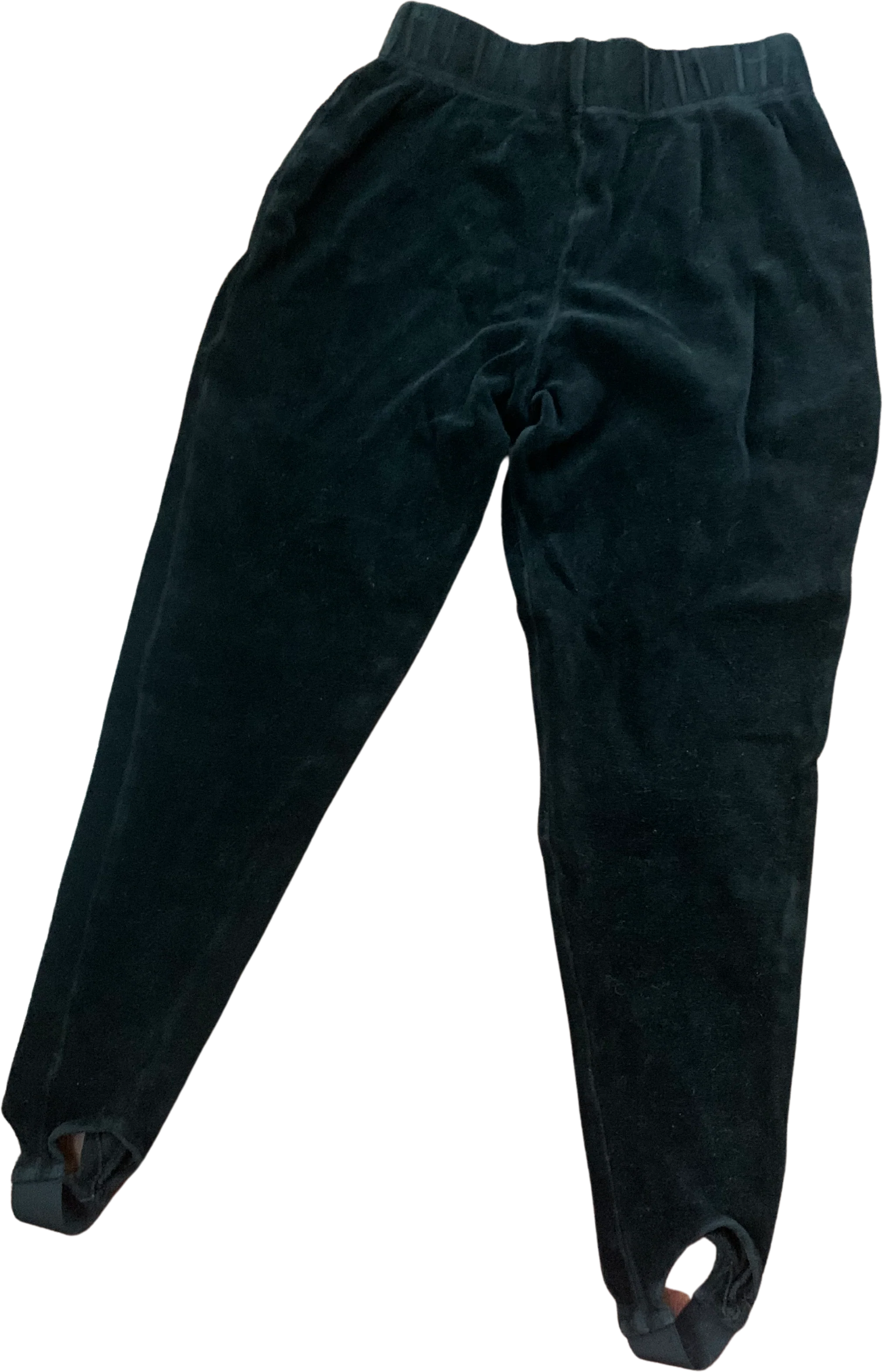 80s Black Velour Stirrup Pants S Xs by HB - Image 2