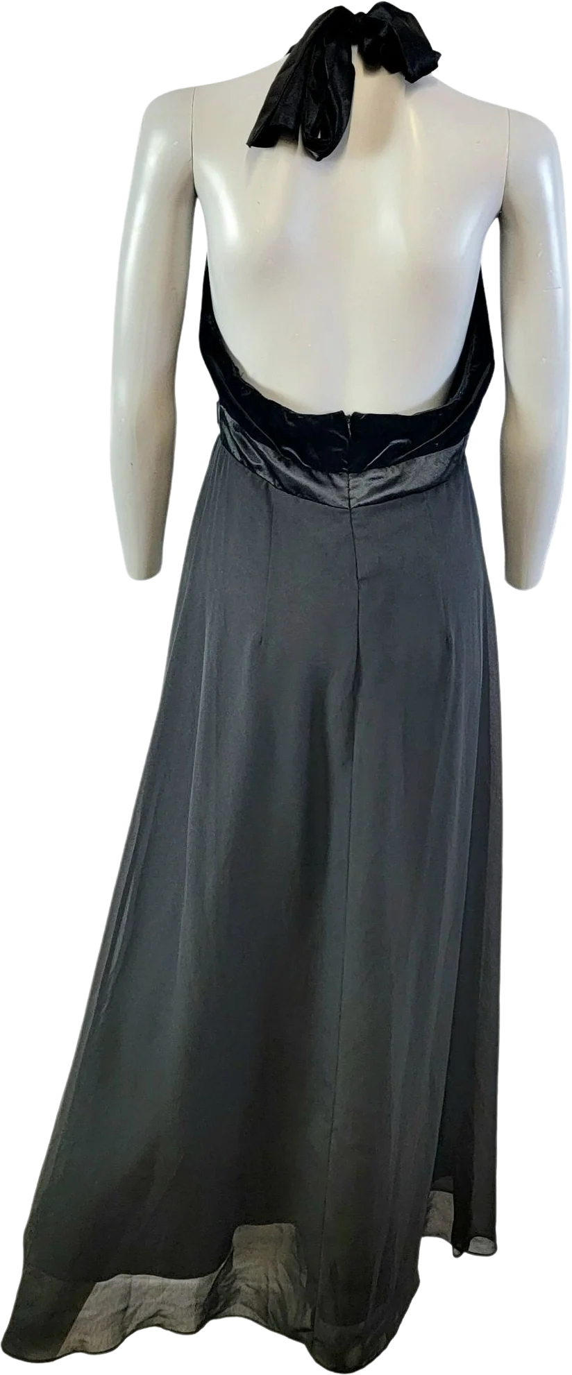 80s Black Velvet Halter Maxi Dress Gown Formal Women 8 By Bethany - Image 2