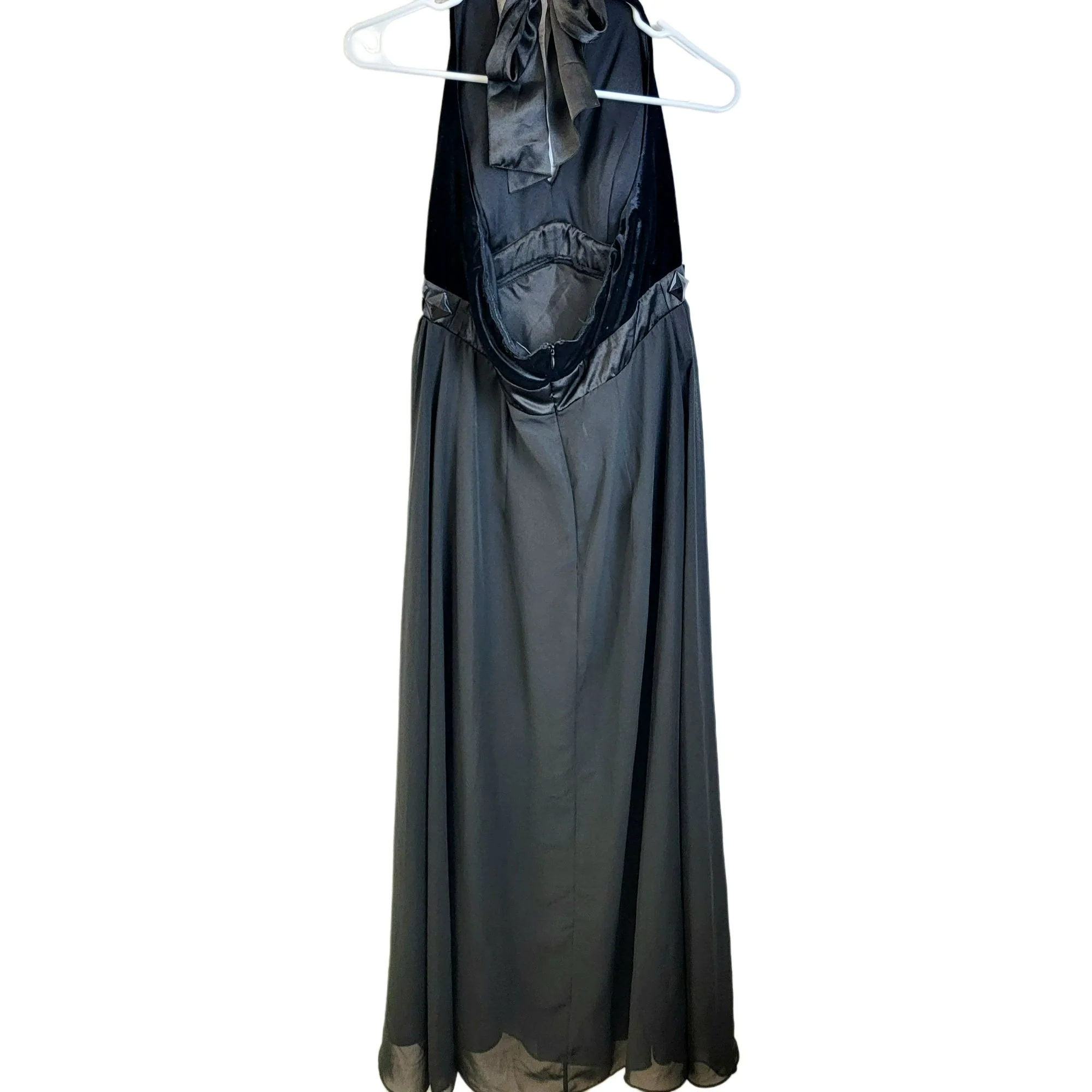 80s Black Velvet Halter Maxi Dress Gown Formal Women 8 By Bethany - Image 4