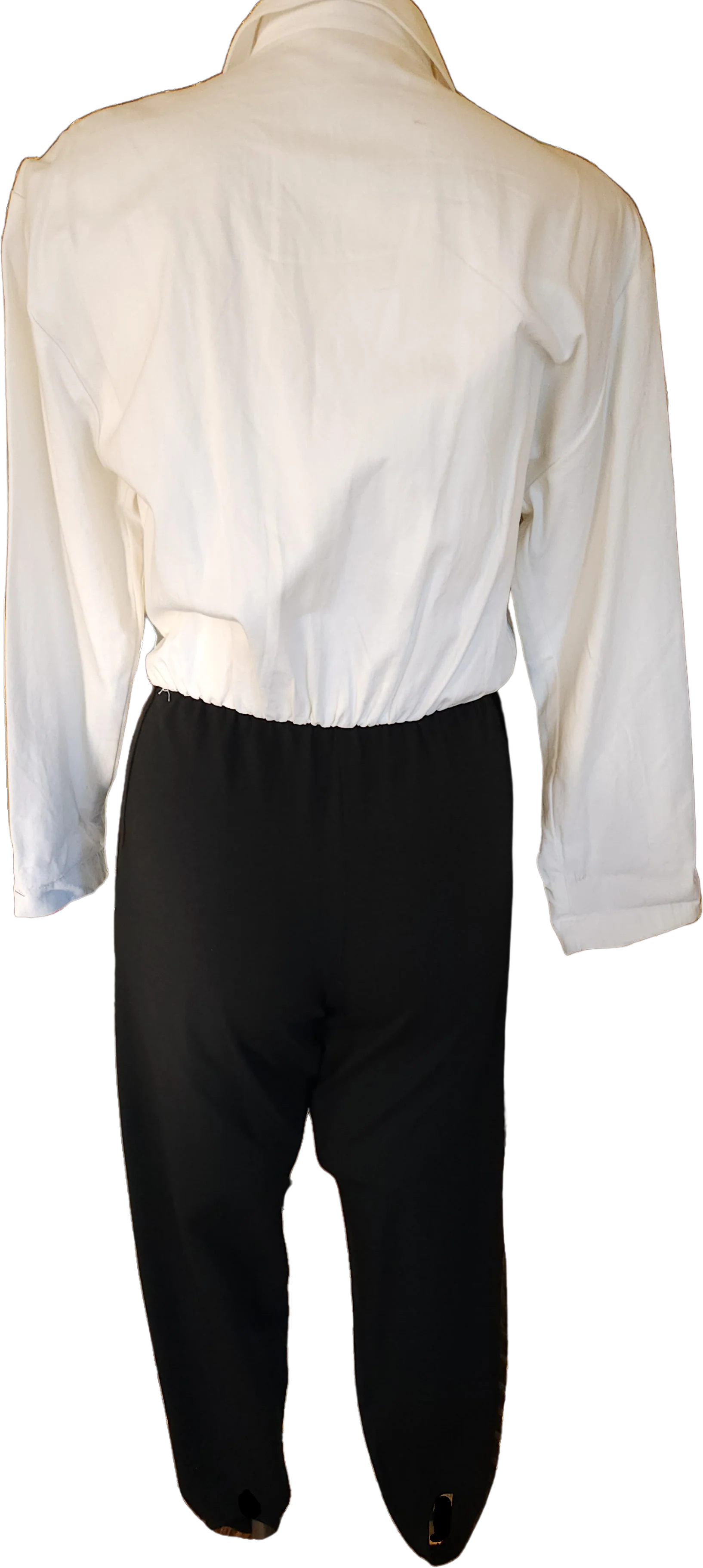 80s Black White Western Style Fringed Stirrup Jumpsuit By Caché - Image 2