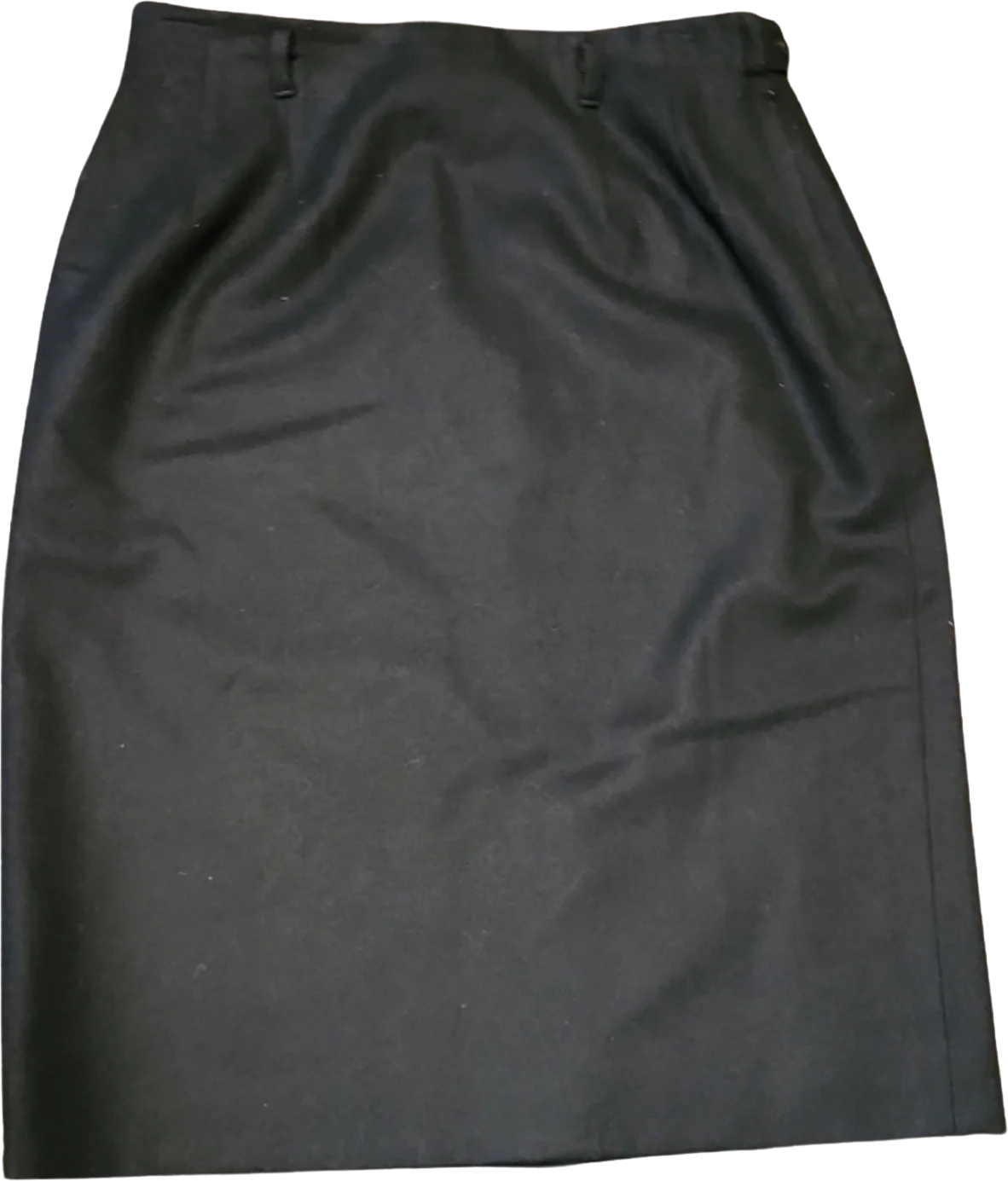 80s Black Wool Secretary Chic Mid Length Skirt By Pendleton