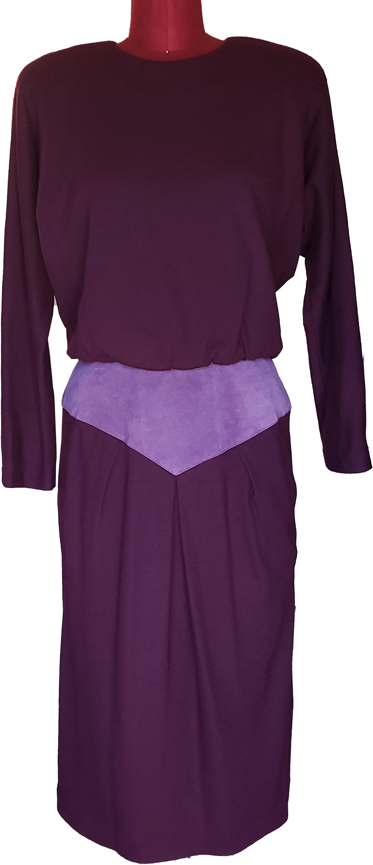 80s Blouson Dress Maroon Knit Dolman Sleeves Large By St. Gillian