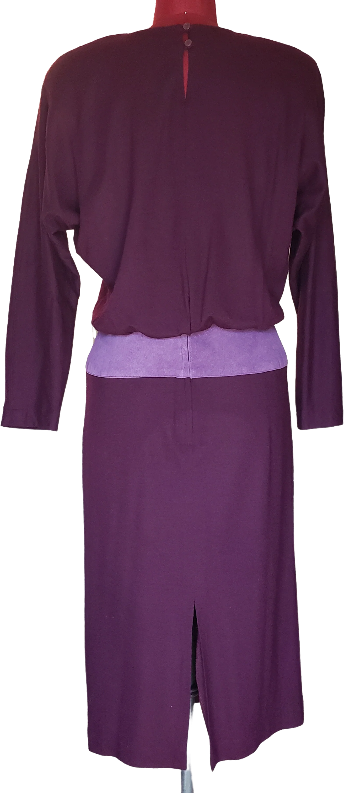 80s Blouson Dress Maroon Knit Dolman Sleeves Large By St. Gillian - Image 2