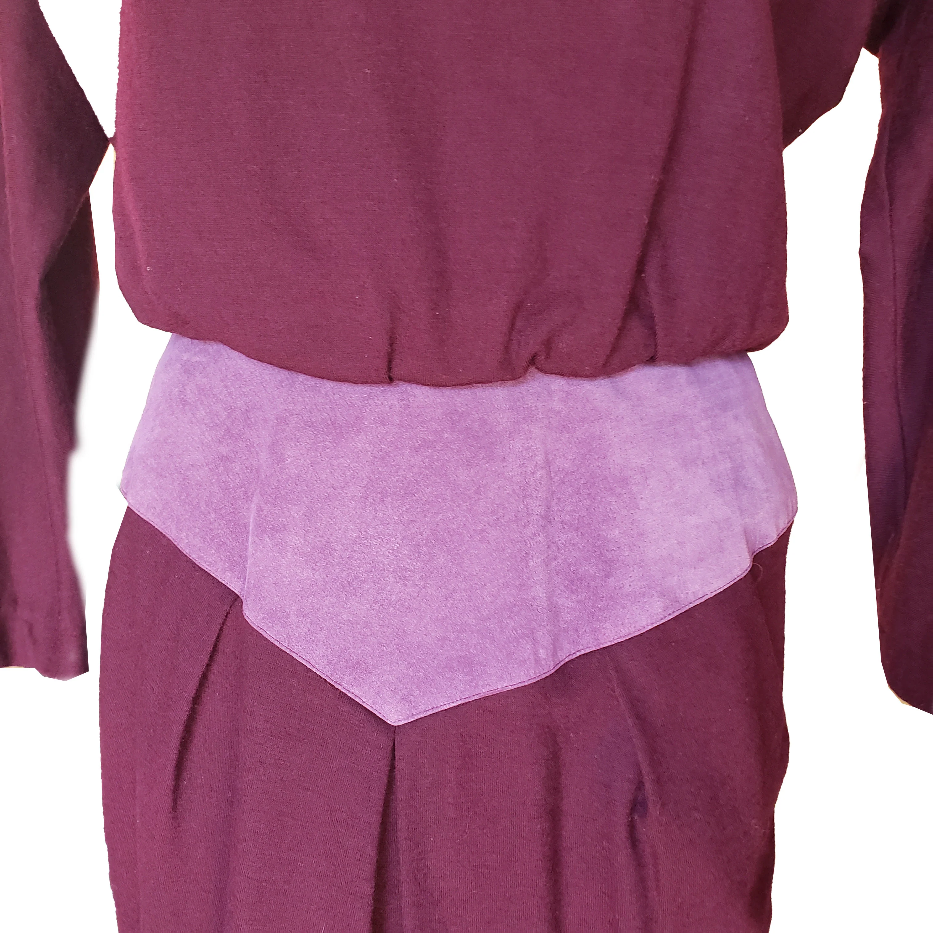 80s Blouson Dress Maroon Knit Dolman Sleeves Large By St. Gillian - Image 4