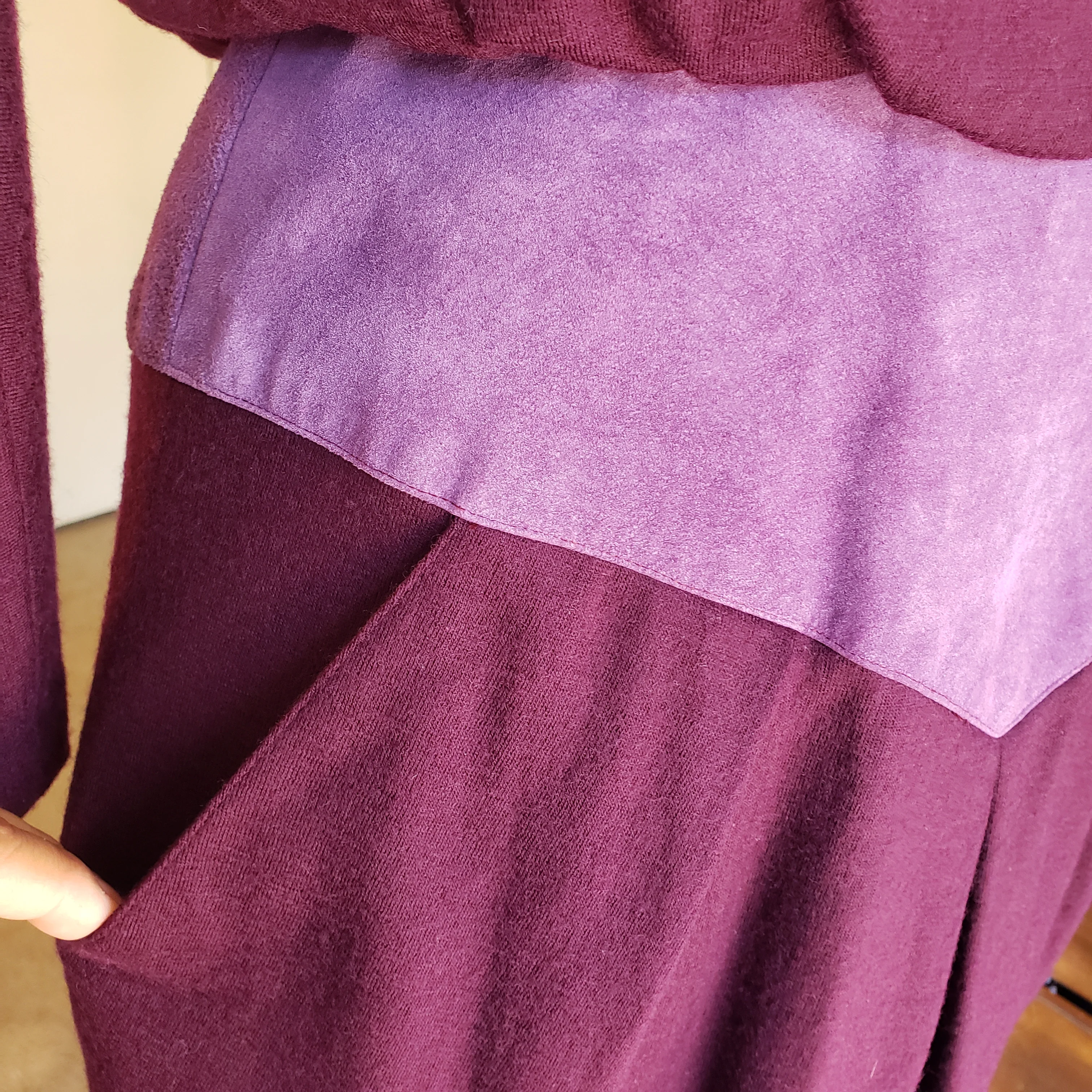 80s Blouson Dress Maroon Knit Dolman Sleeves Large By St. Gillian - Image 5