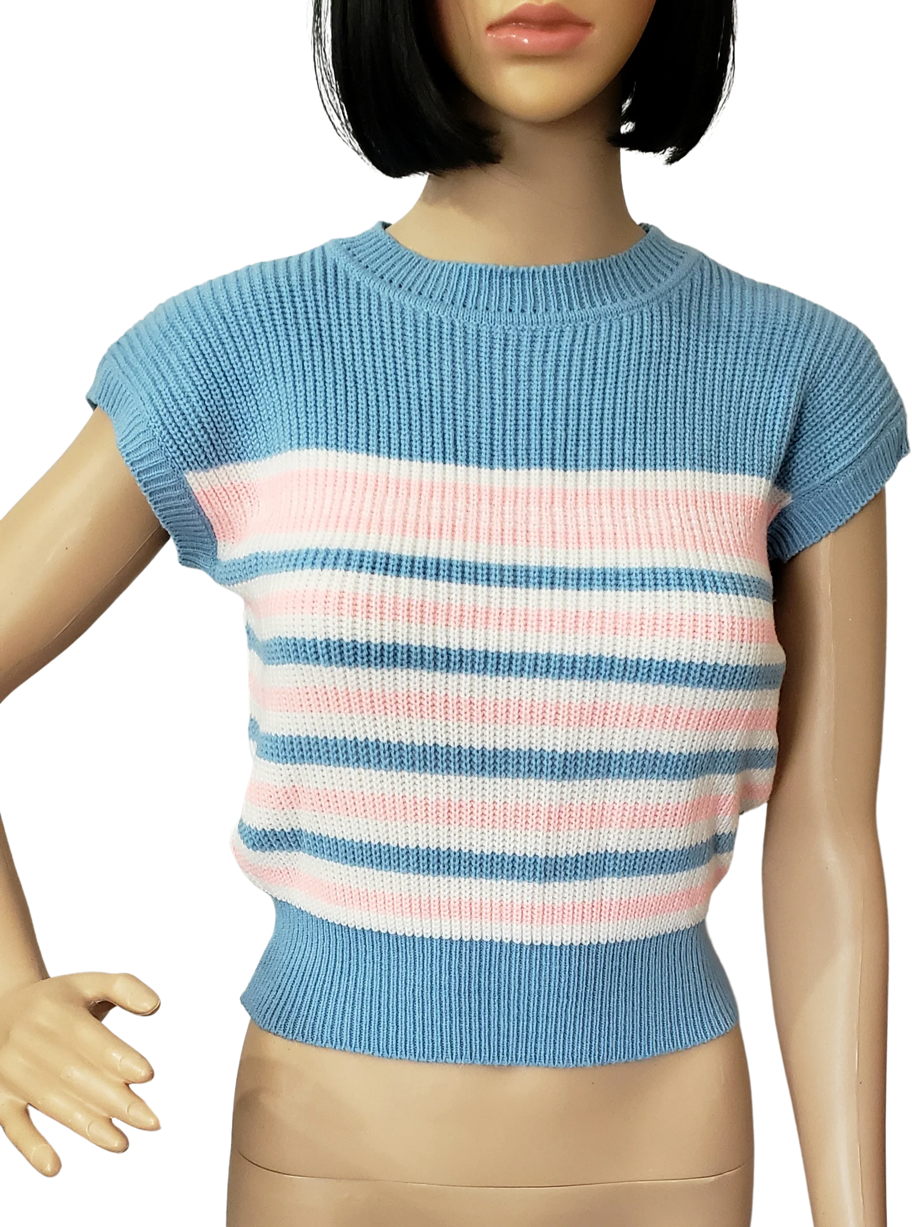 80s Blue And Pink Sweater Vest By Eclipse Las Angeles