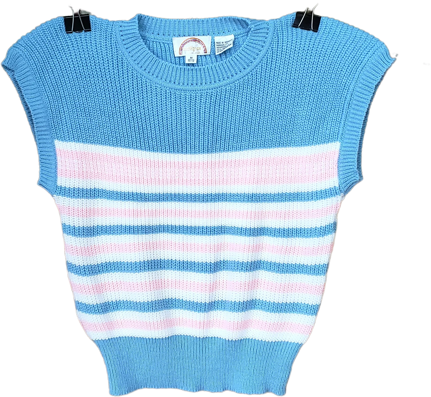 80s Blue And Pink Sweater Vest By Eclipse Las Angeles - Image 2