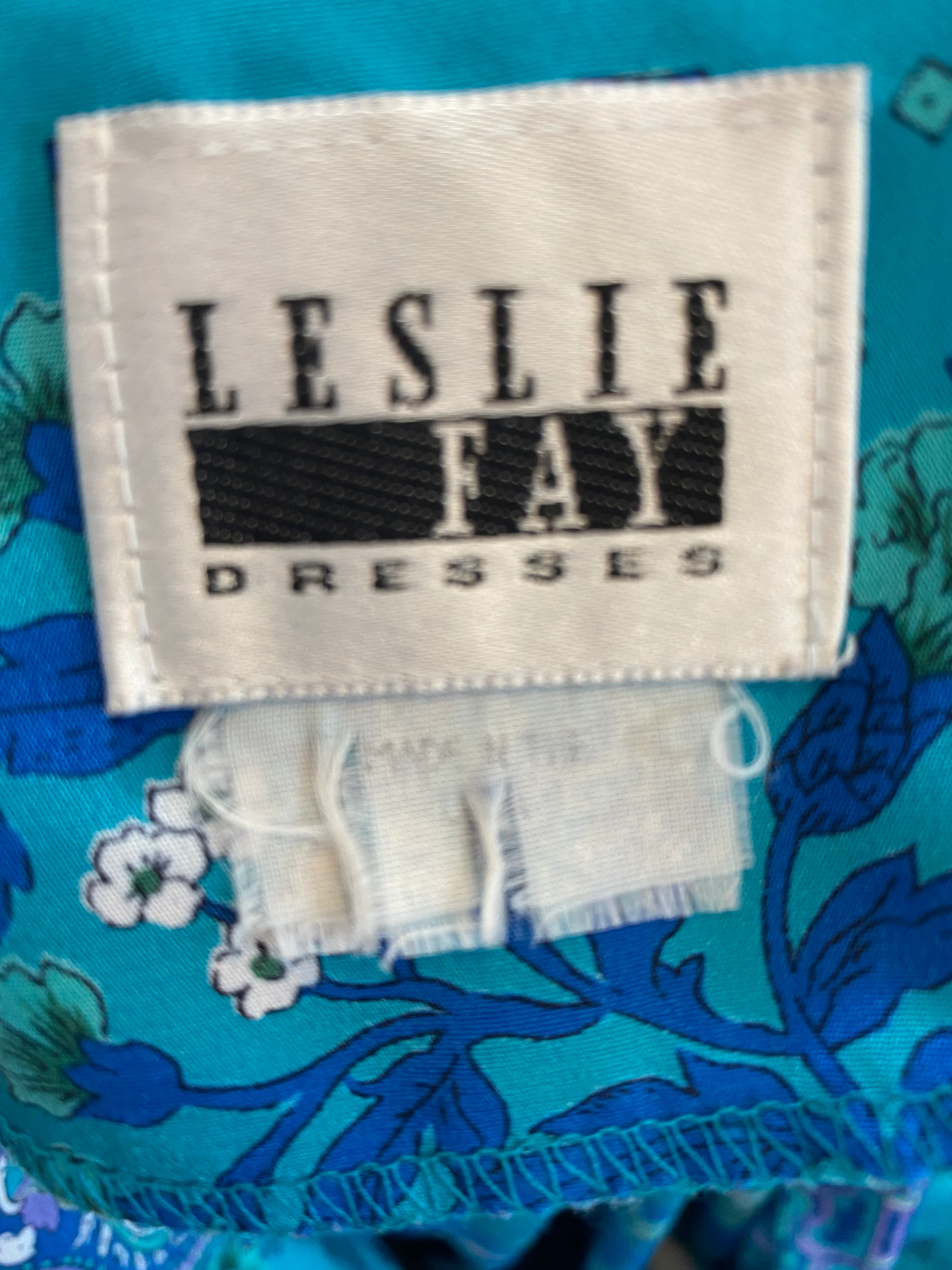 80s Blue And Purple Paisley And Floral Midi Dress By Leslie Faye - Image 5