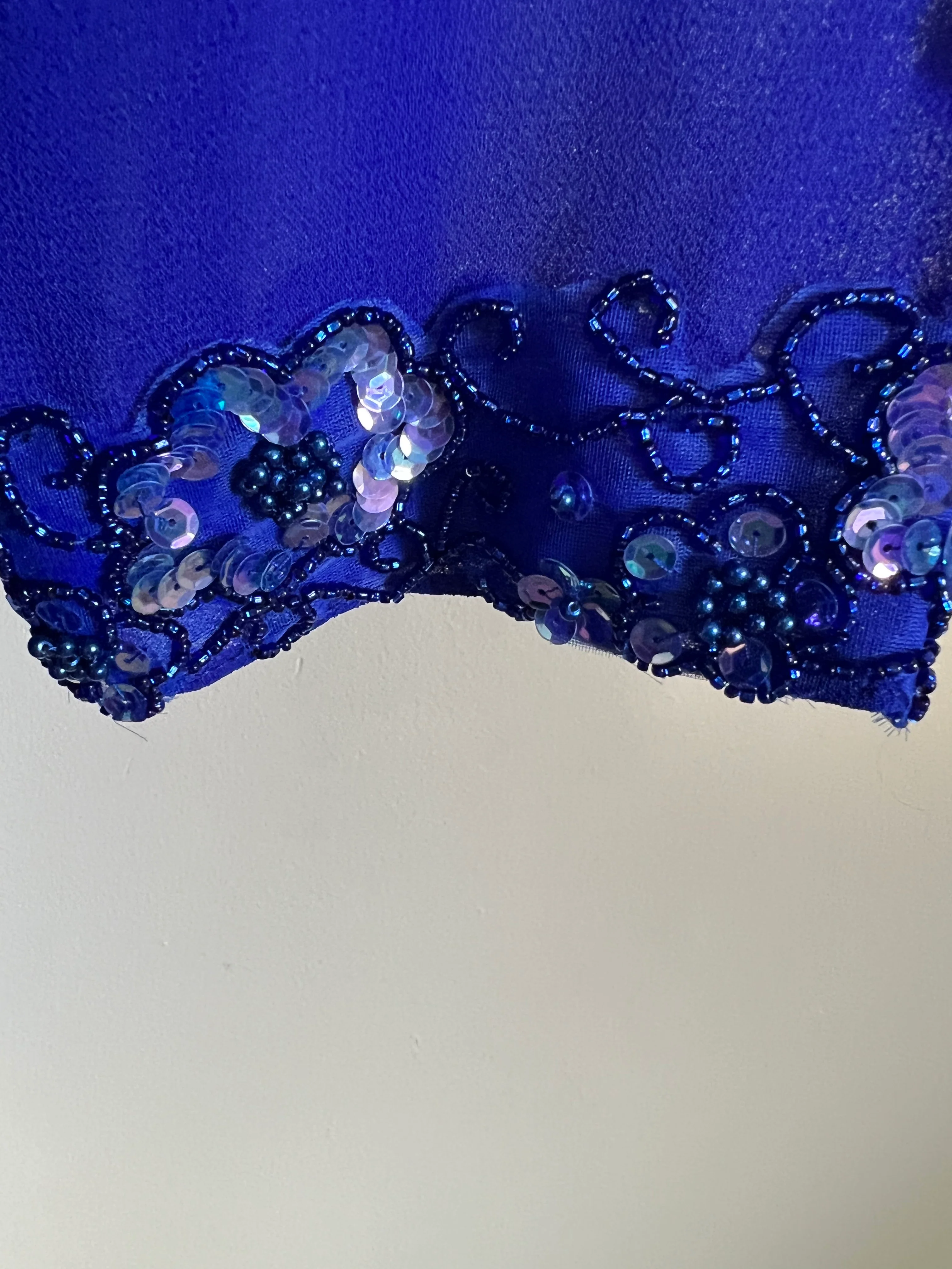 80s Blue Bead Detail Dress By Ursula of Switzerland - Image 6