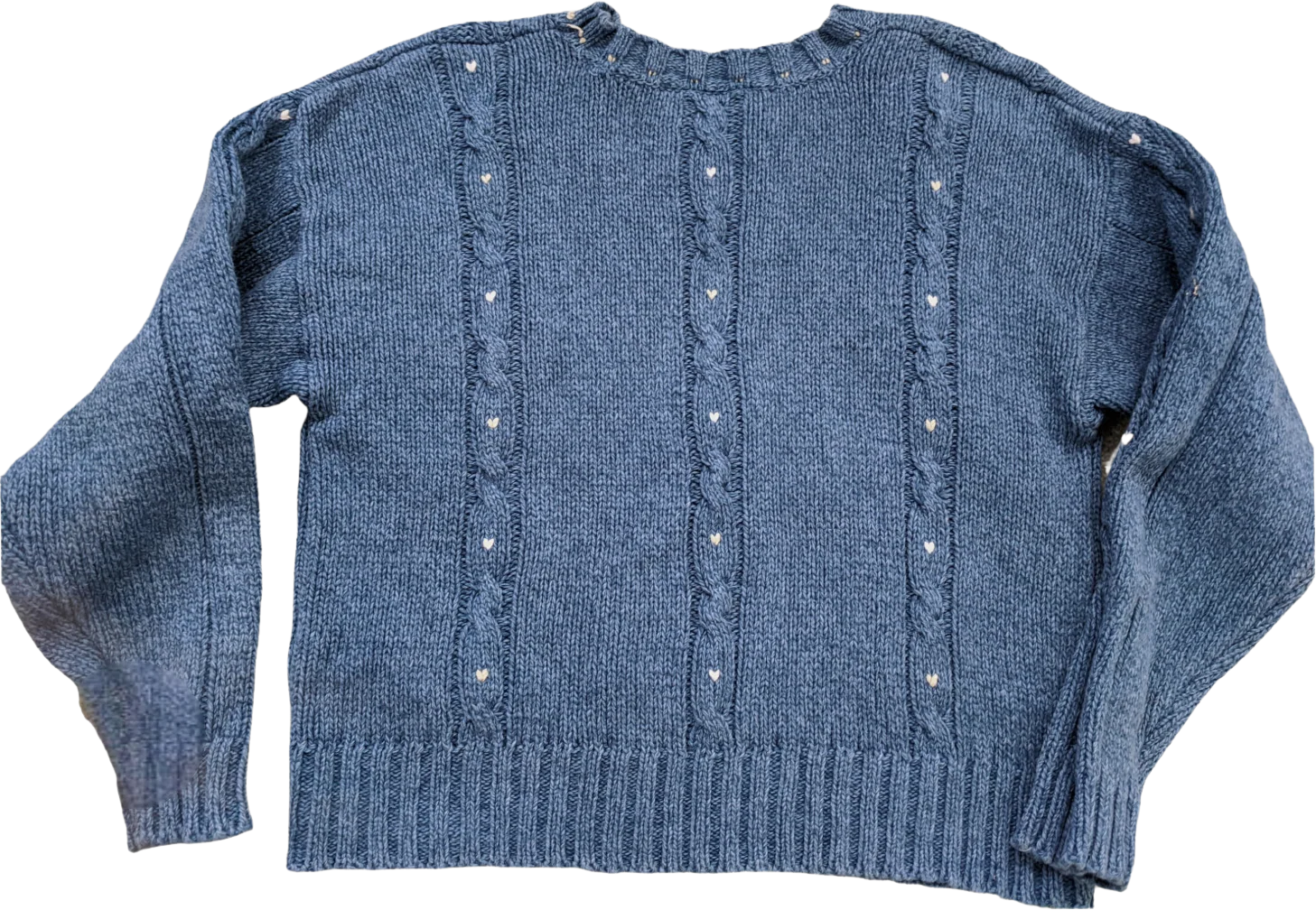 80s Blue Cotton Embroidered Sweater S By Lizwear - Image 2