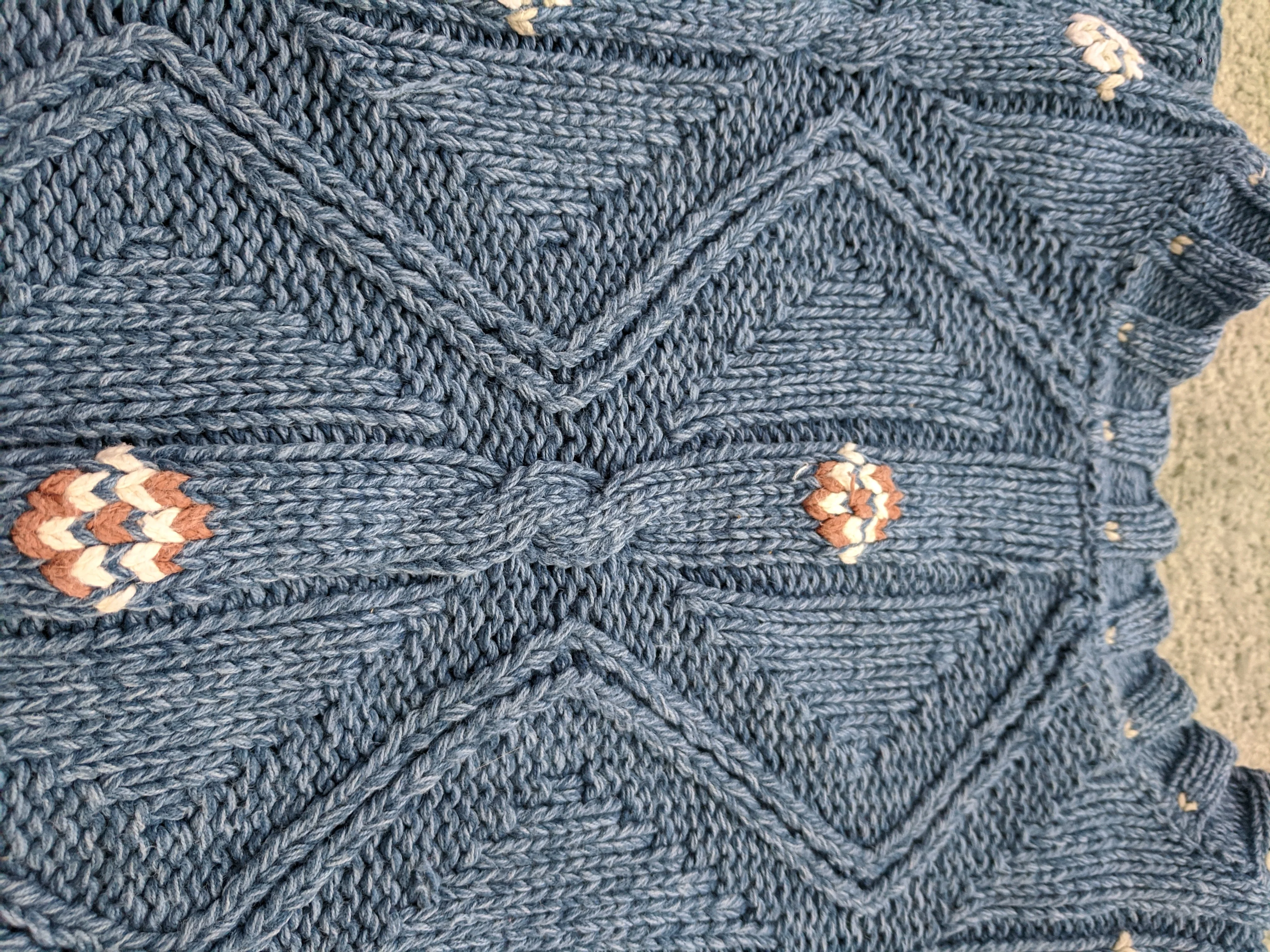 80s Blue Cotton Embroidered Sweater S By Lizwear - Image 3