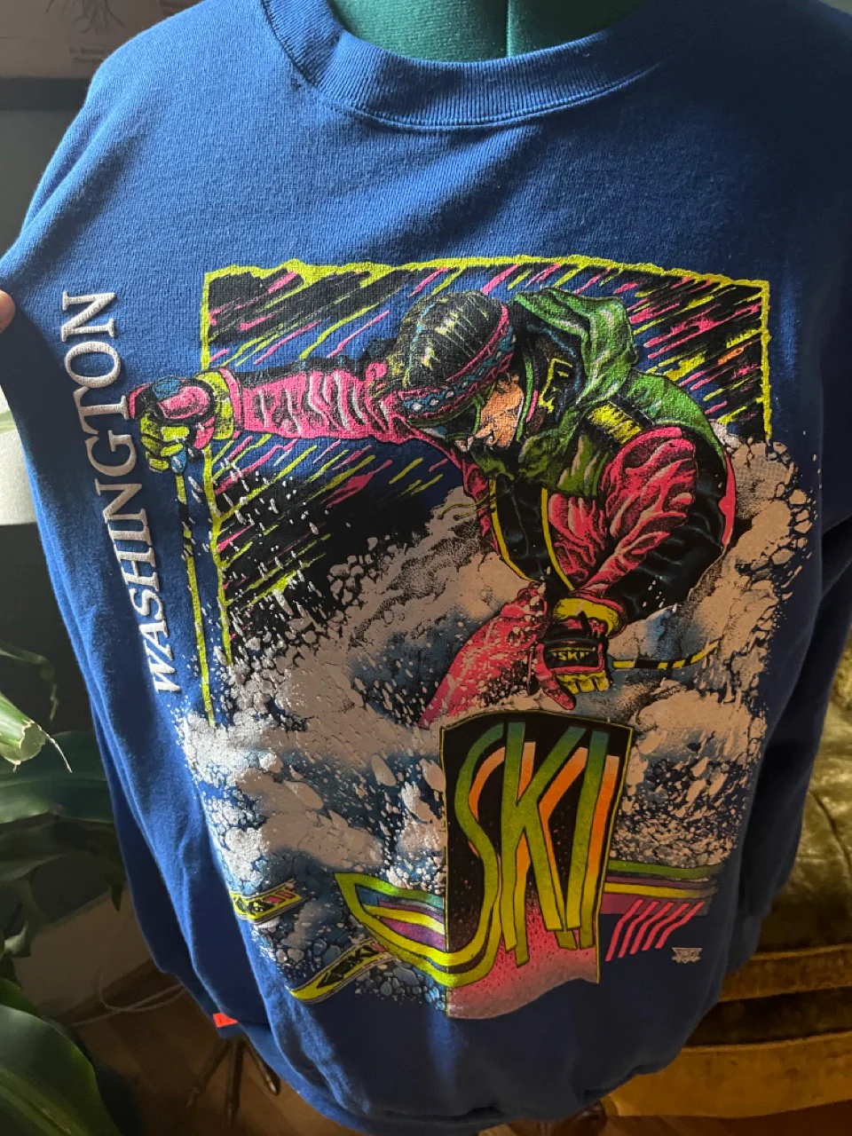 80s Blue/neon Multicolor Graphic Oversized Sweatshirt By Ski Washington - Image 4