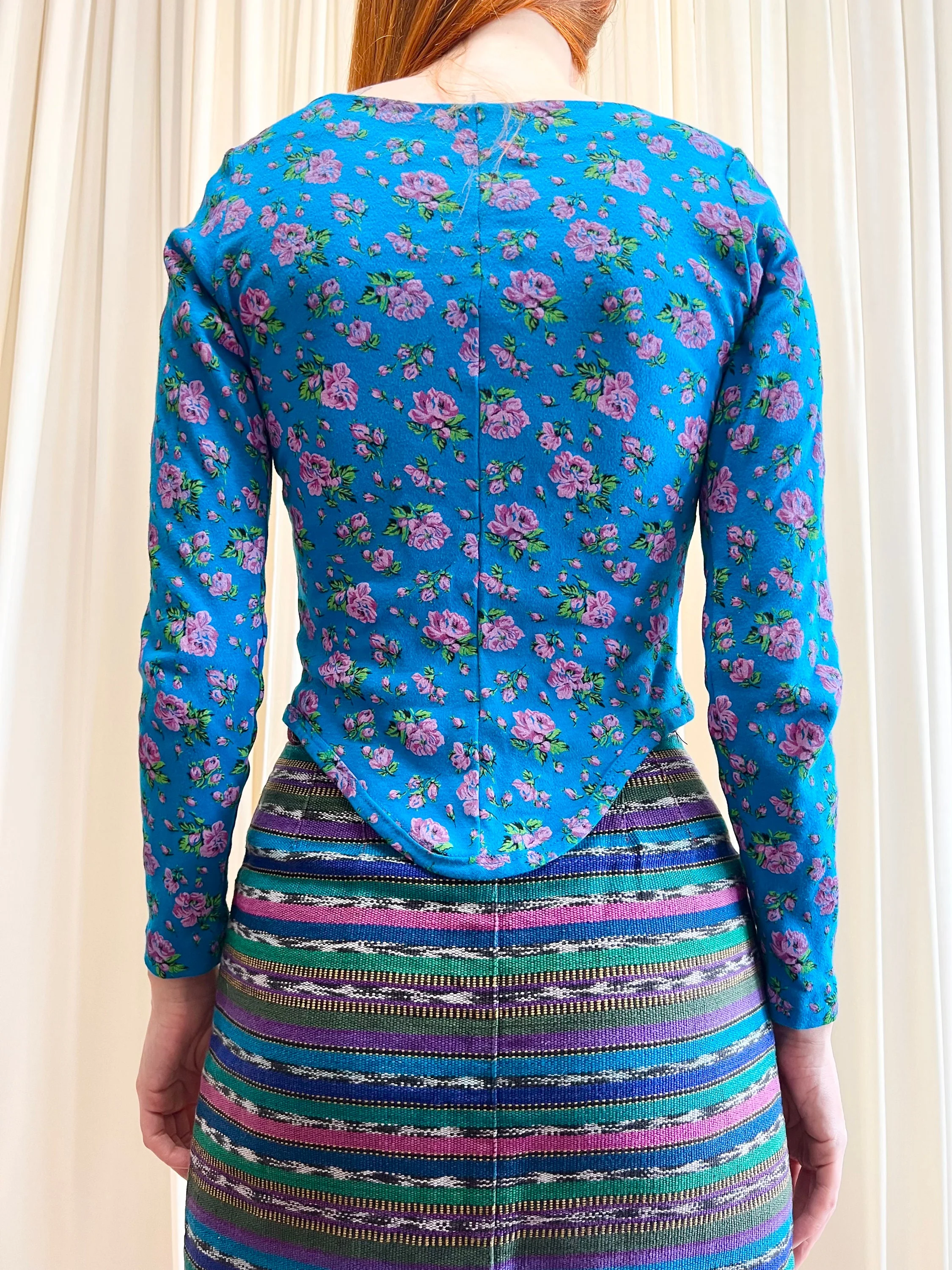 80s Blue Punk Label Lace Up Cotton Corset Top by Betsey Johnson - Image 6