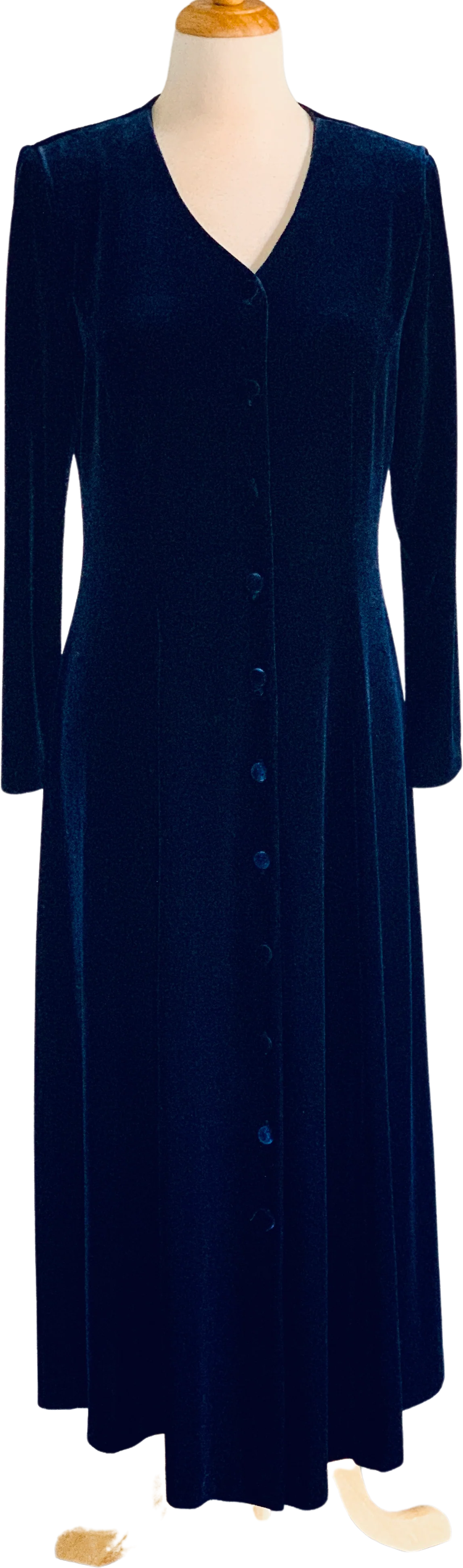 80s Blue Velvet Evening Dress By J Stevens