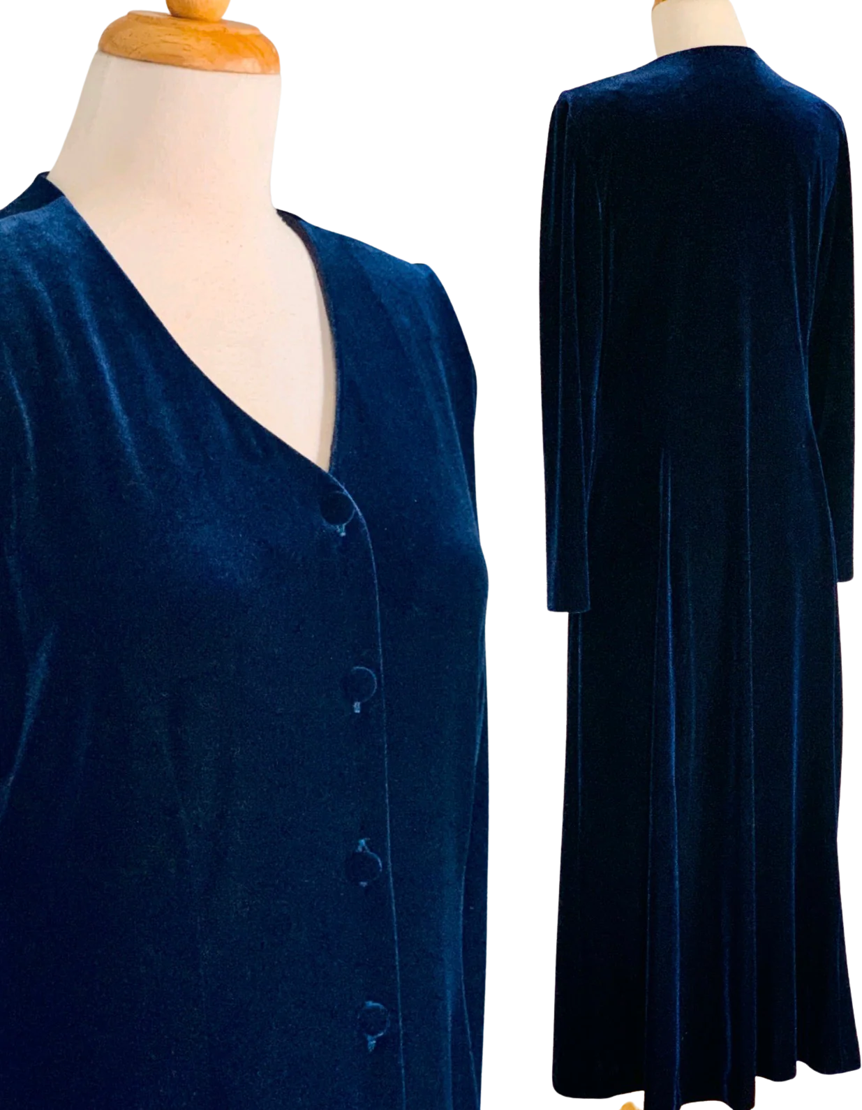 80s Blue Velvet Evening Dress By J Stevens - Image 2