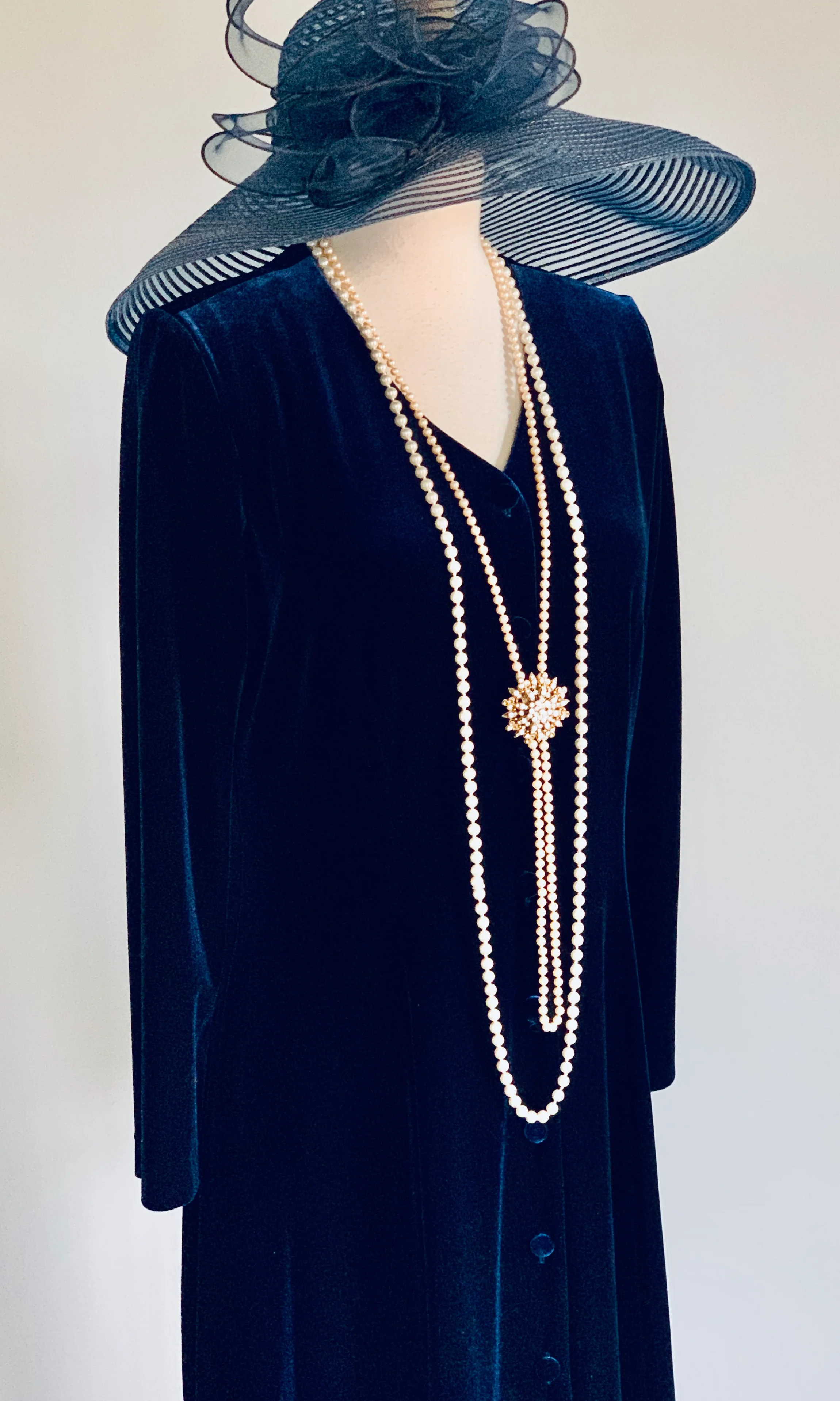 80s Blue Velvet Evening Dress By J Stevens - Image 4