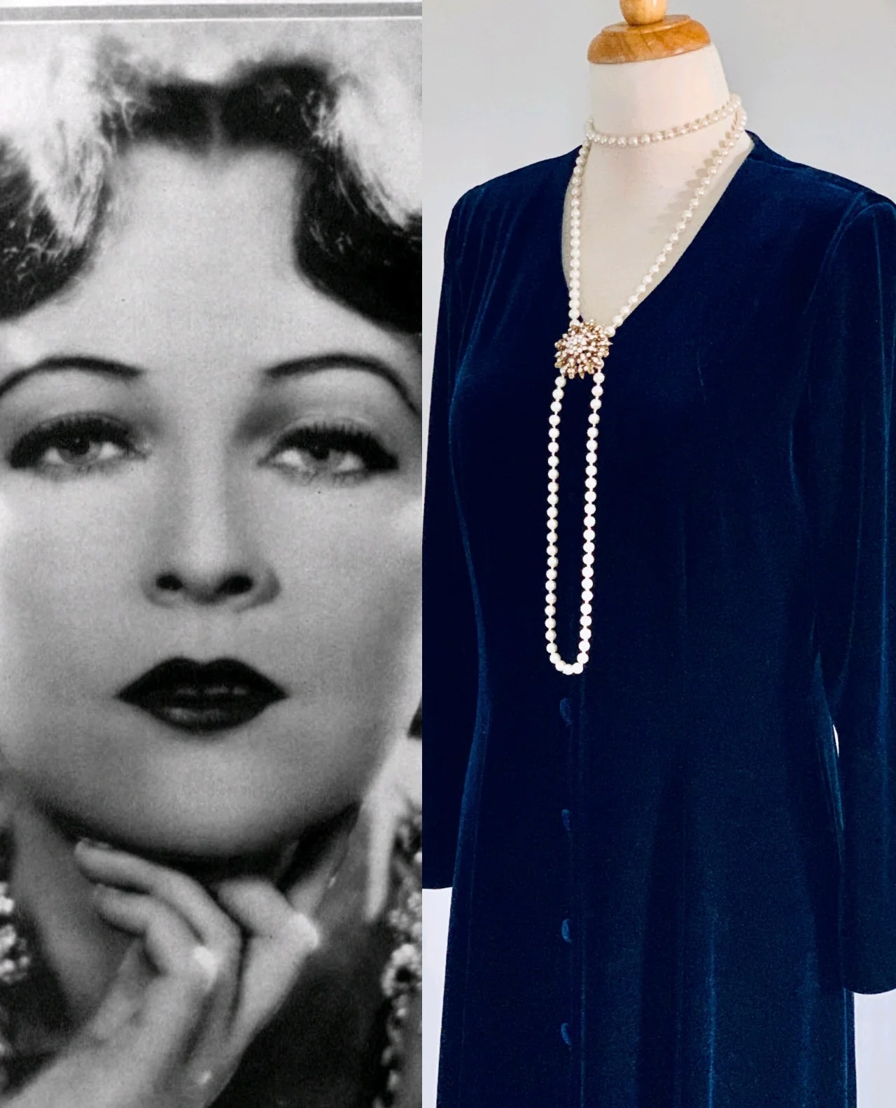 80s Blue Velvet Evening Dress By J Stevens - Image 6