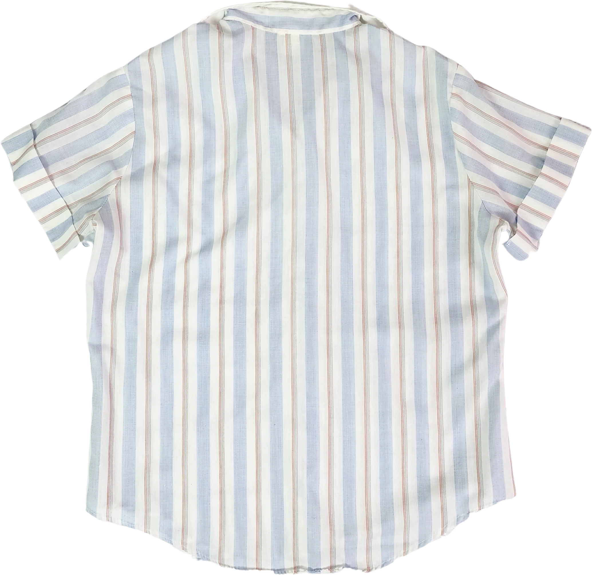 80s Blue White Stripe Meanswear Style Button Up - Image 2