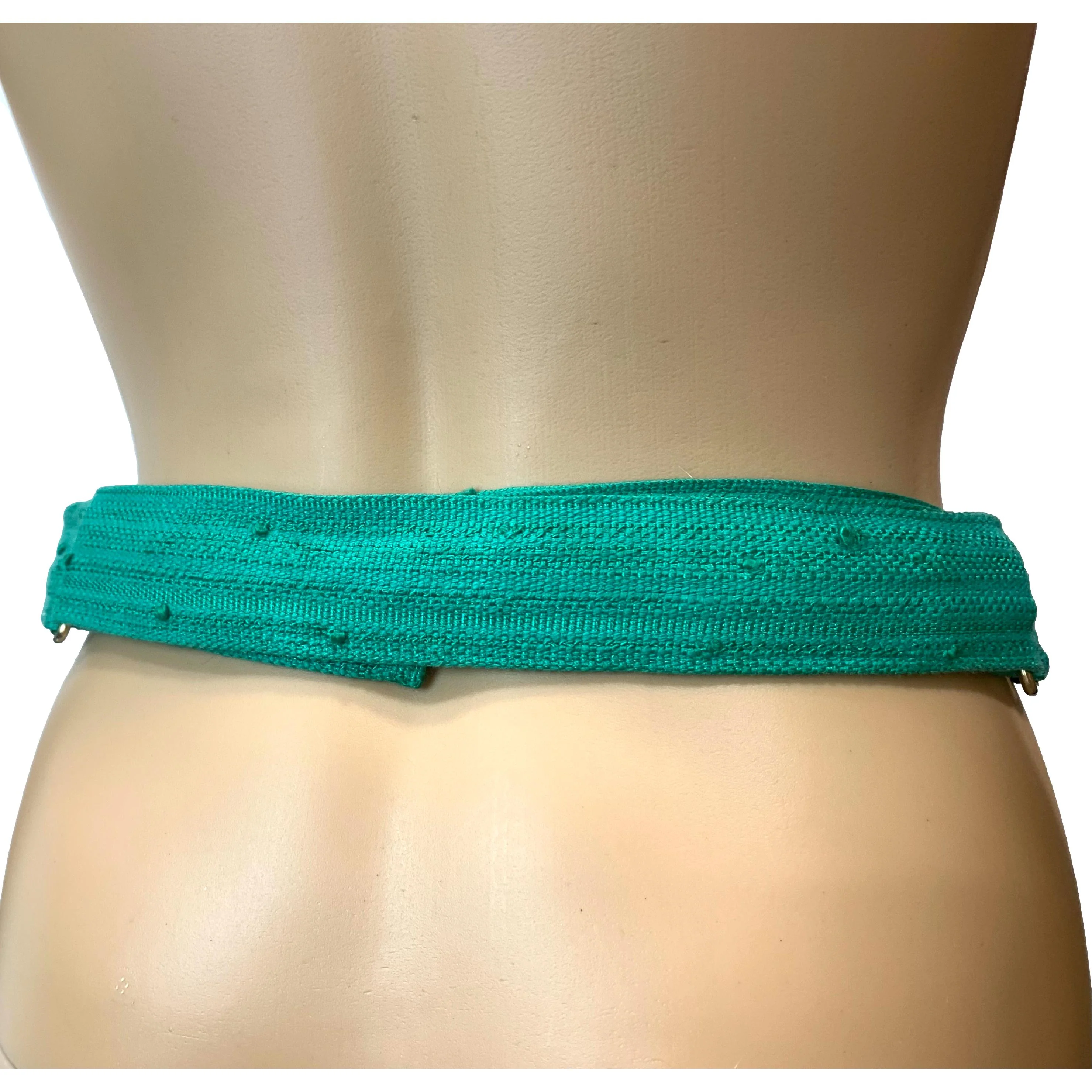 80s Boho Teal Fuchsia Gold Cord Knot Obi Belt - Image 8
