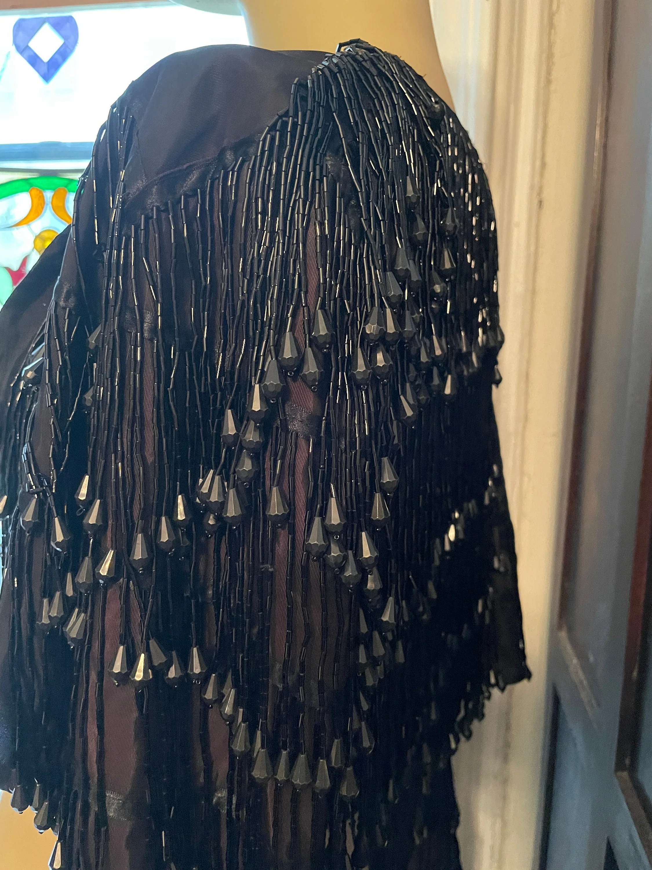 80s Bolero Designer Short Black Jet Beaded Open Bolero Jacke by Helen Storey - Image 5