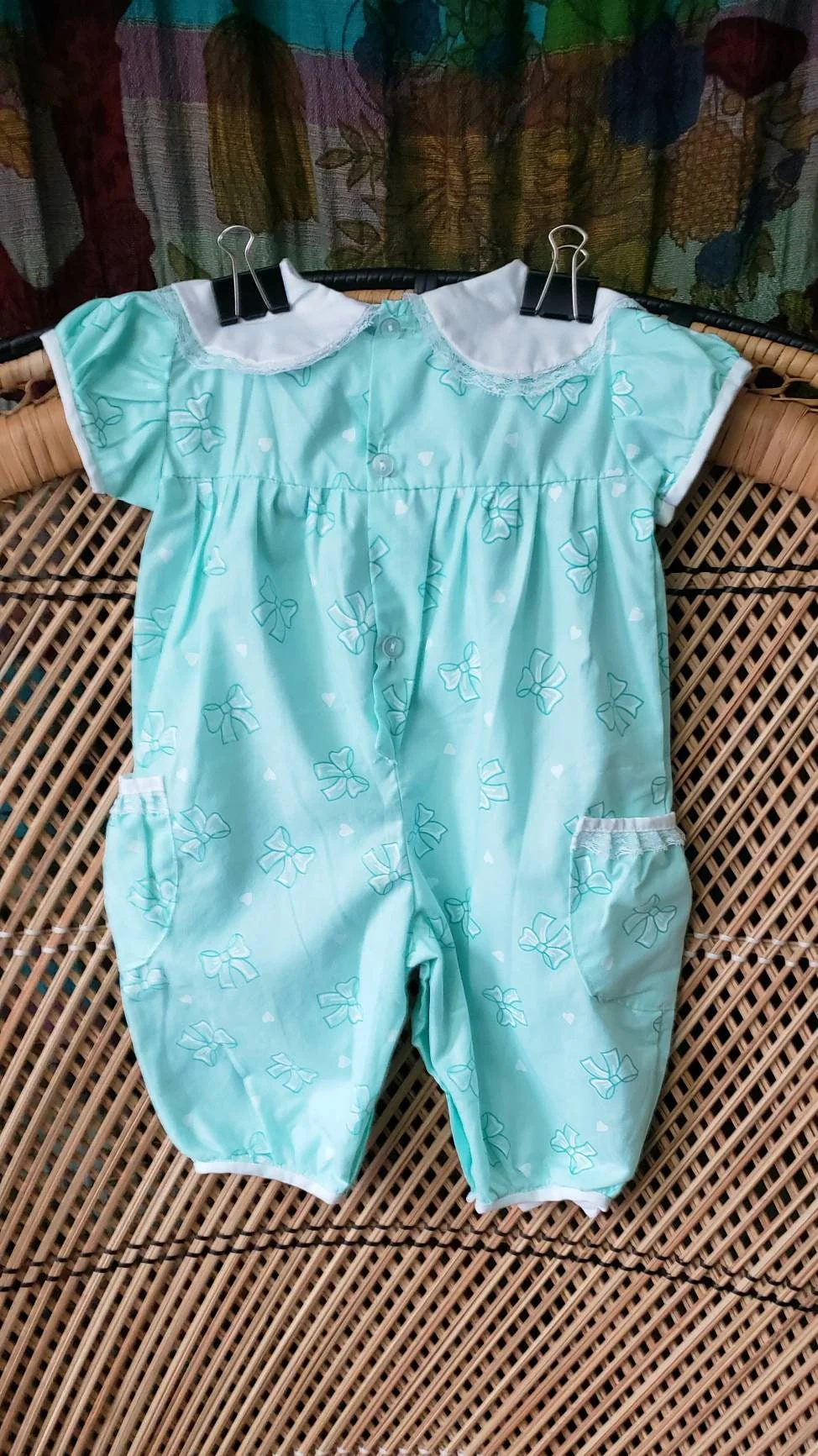 80s Bows and Hearts Seafoam Baby Jumpsuit by Mayfair by Mayfair - Image 7