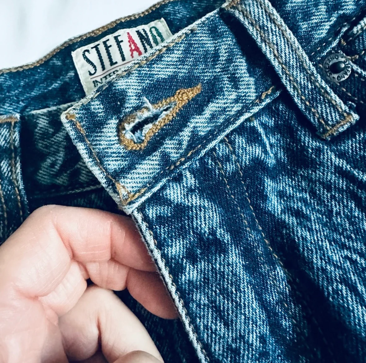 80s Brand New Acid Wash High Waist Button Ankle Jeans By Stefano International - Image 7