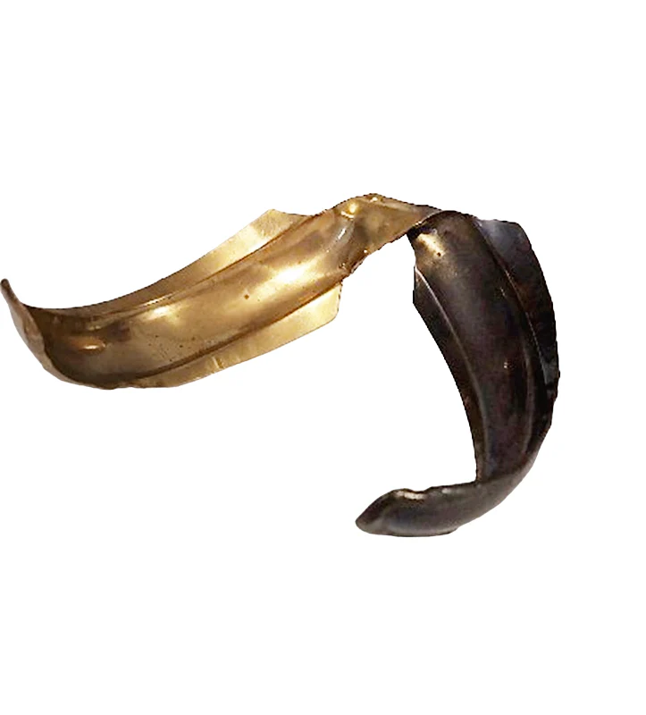 80s Brass And Oxidized Metal Choker Collar Necklace - Image 3