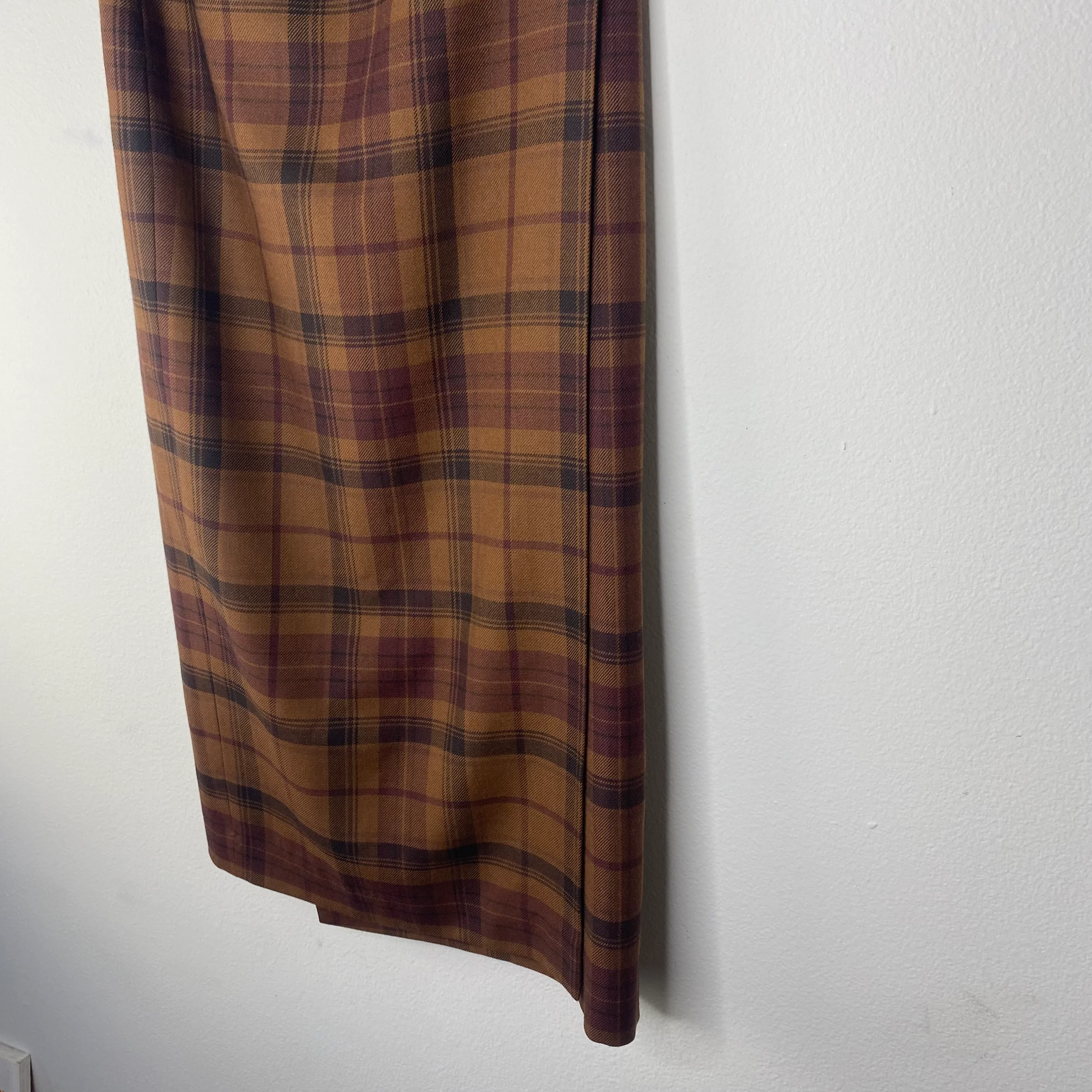 80s Brown Plaid Wrap Skirt By Banana Republic - Image 4